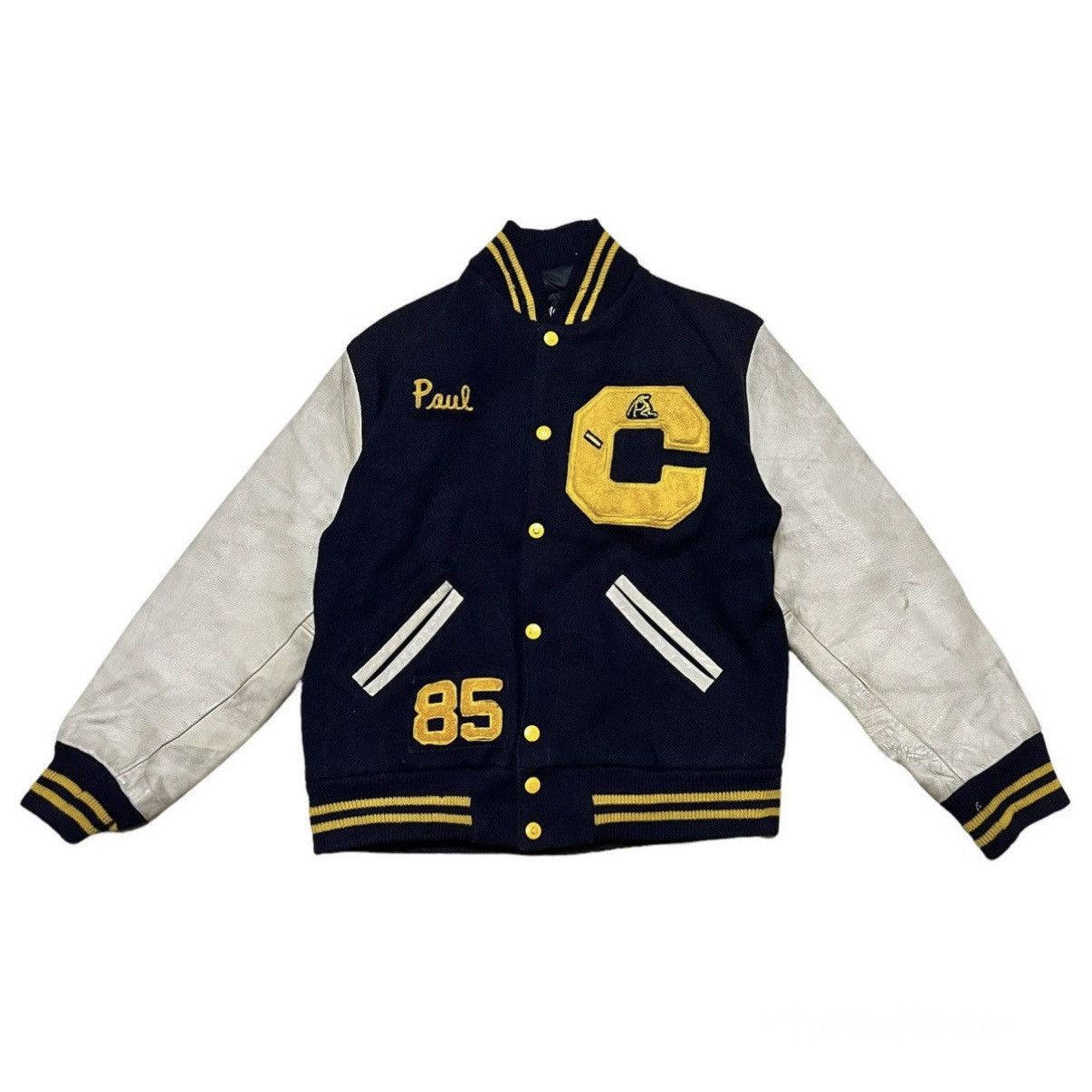 Vintage Leather Sleeves Varsity Jacket