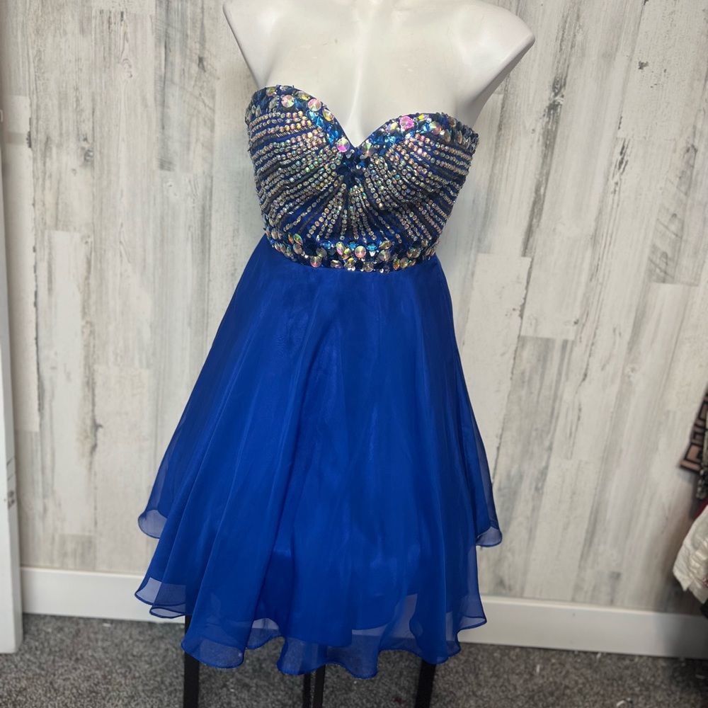 Other Anny Lee Blue Strapless Rhinestone Skater Dress XS Prom Home Size XS / US 0-2 / IT 36-38 - 1 Thumbnail