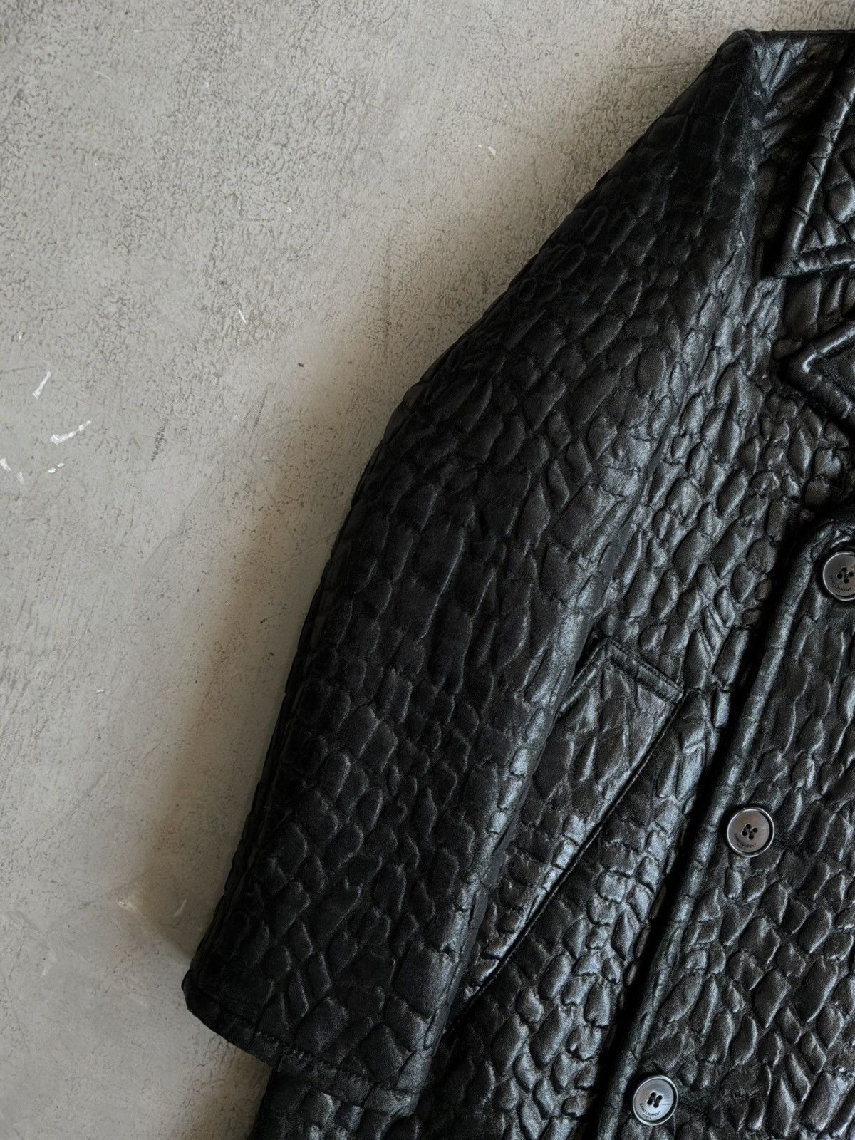 Saint Laurent Paris SLP - Crocodile Embossed Double Breasted Coat Size XXS / US 00 / IT 34 - 5 Thumbnail