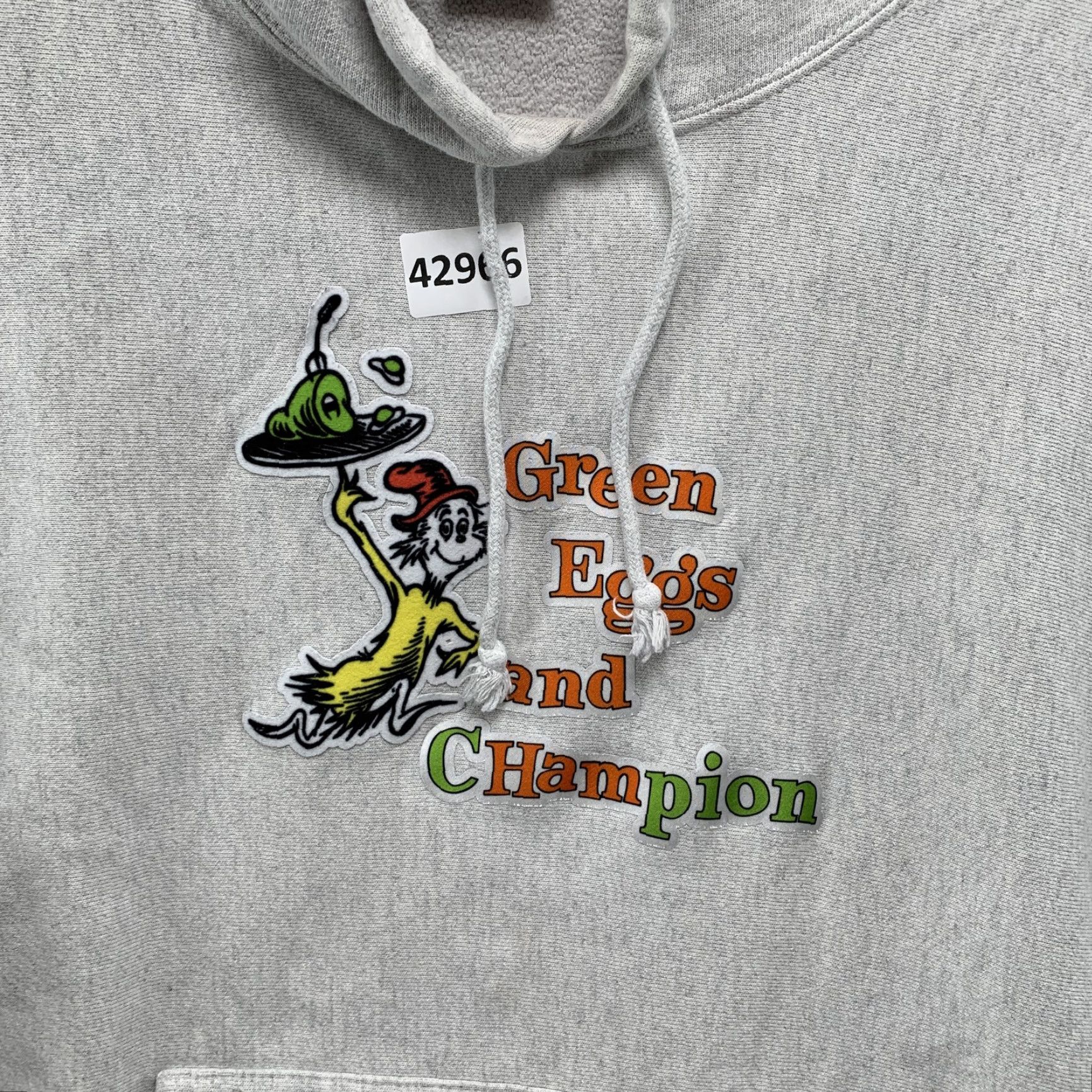 Champion Green Eggs Champion Hoodie Sweatshirt Mens Large Hooded Dr. Sesus Reverse Weave Size US L / EU 52-54 / 3 - 7 Thumbnail