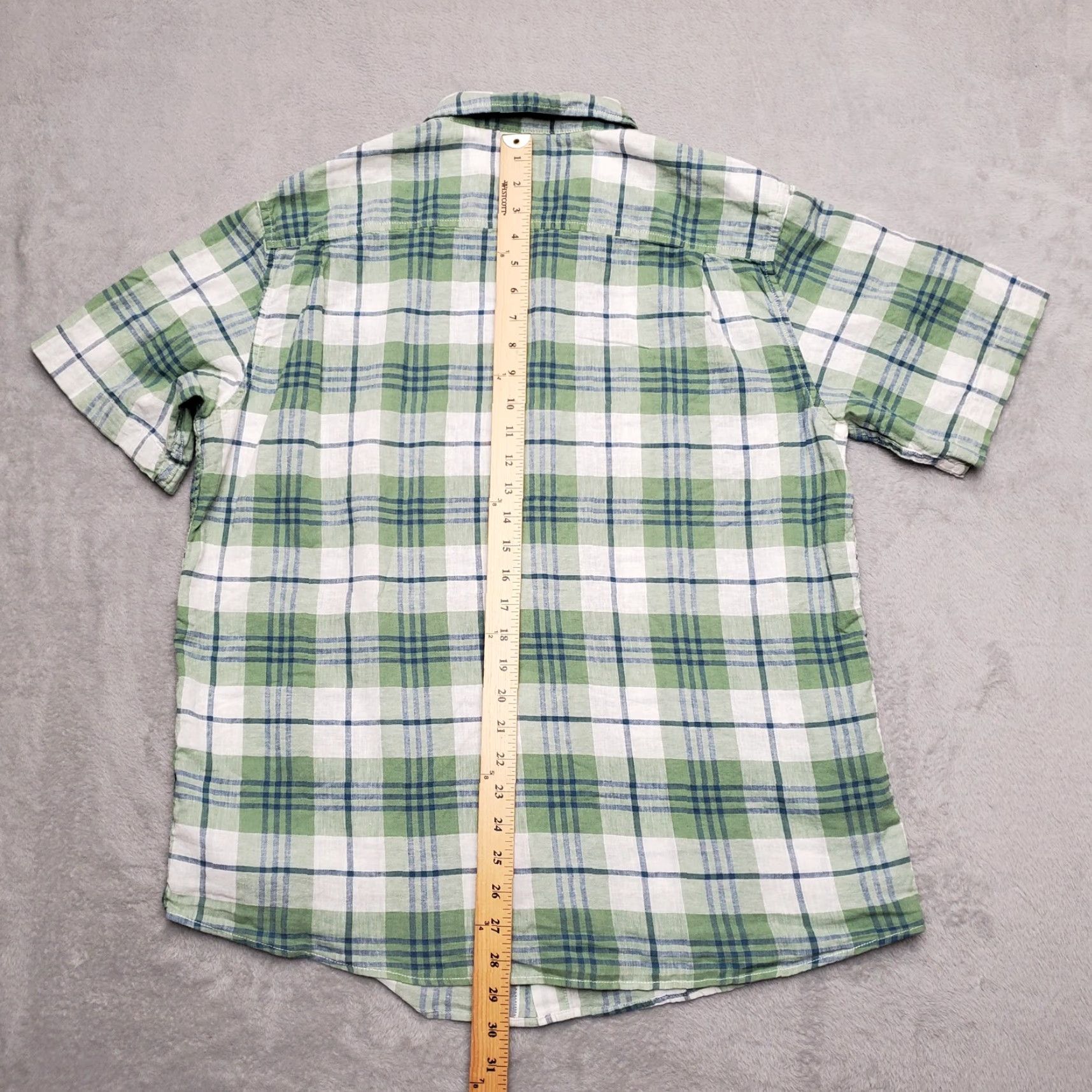 Weatherproof VINTAGE Weatherproof Shirt Mens XL Green Plaid Short Sleeve Button-Down Linen Blend Casual Outdoor Travel Size US XL / EU 56 / 4 - 6 Thumbnail