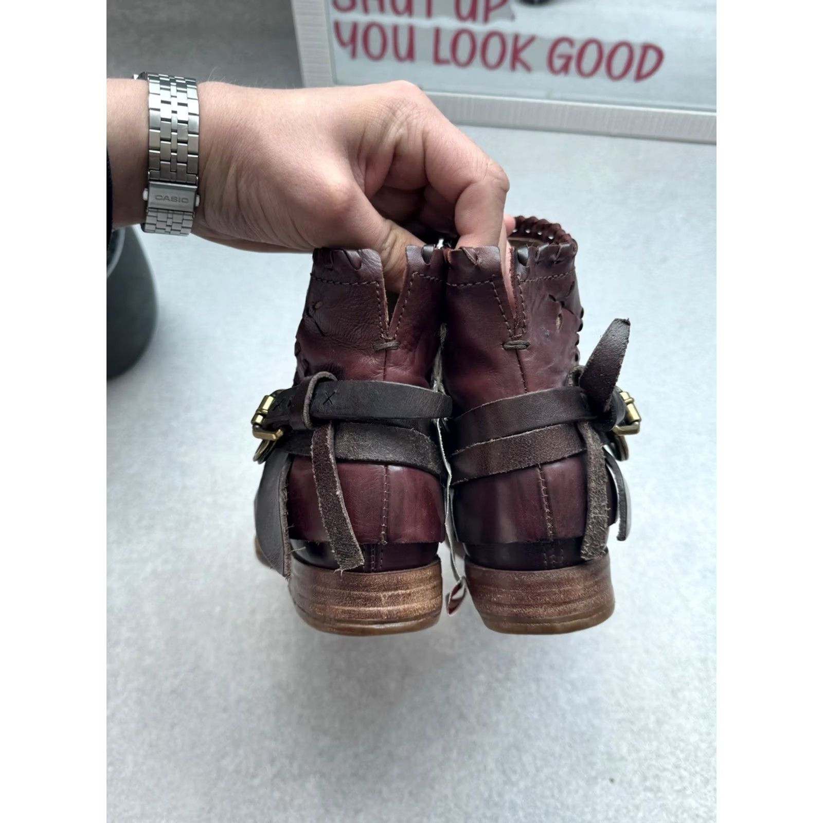 A.S.98 VINTAGE A.S 98 Airstep Ankle Leather Burgundy Boots Women US 6.5 37 Size Leather Burgundy 80s 90s Biker Bohemian A.S98 Shoes Size US 7 / IT 37 - 5 Thumbnail