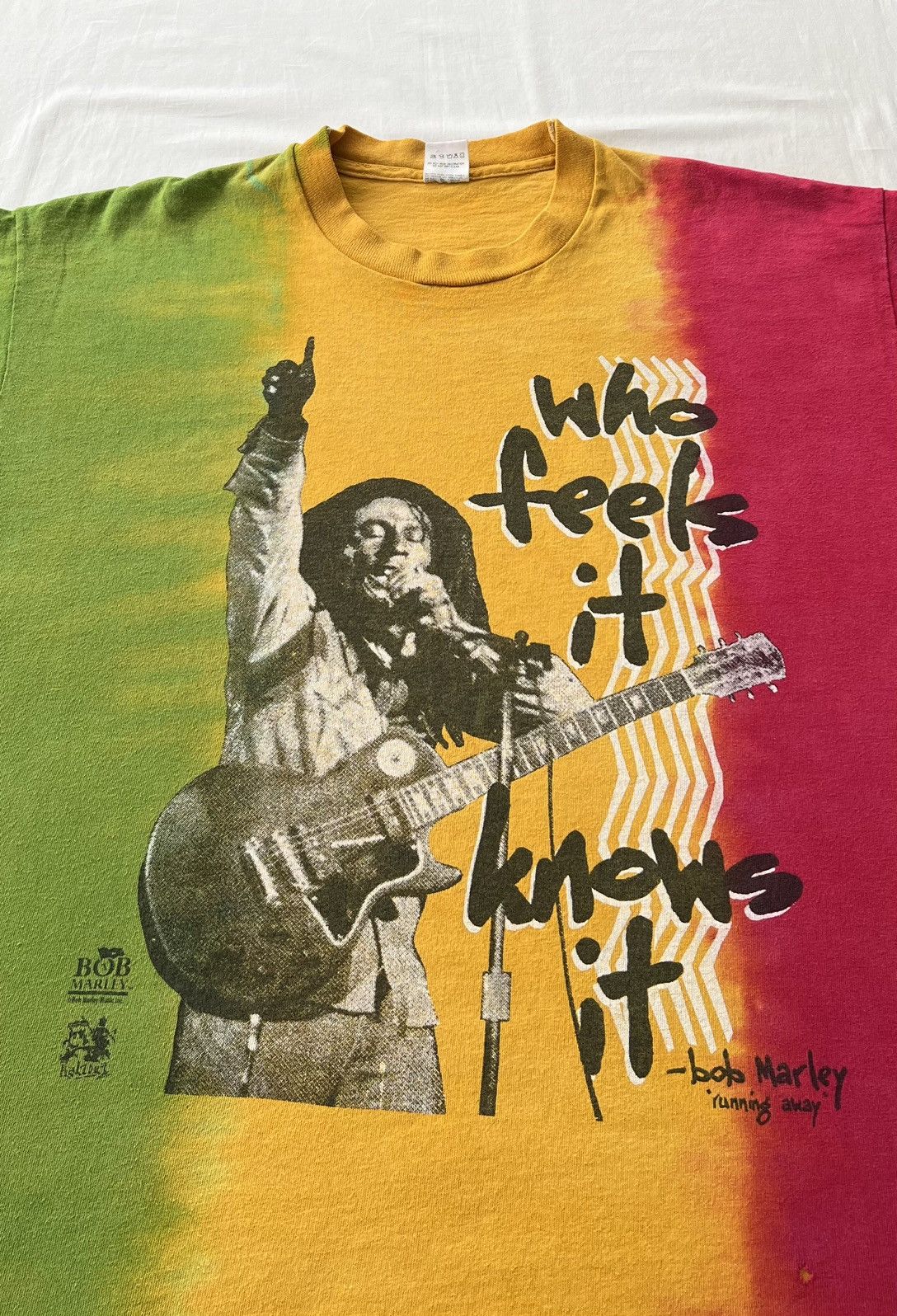Band Tees Vintage 90s Bob Marley Who Feels It Jamaica Tie Dye T-shirt Size US XXL / EU 58 / 5 - 4 Thumbnail
