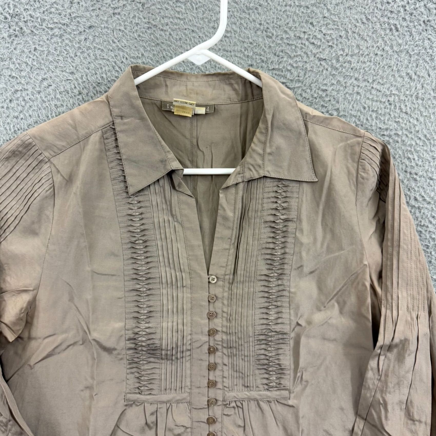 Vintage VINTAGE Isabella Bird Shirt Women Medium Pleated Button Up Tunic Top Silk Blend Brown Long Sleeve Flared Sleeve Size M / US 6-8 / IT 42-44 - 4 Thumbnail