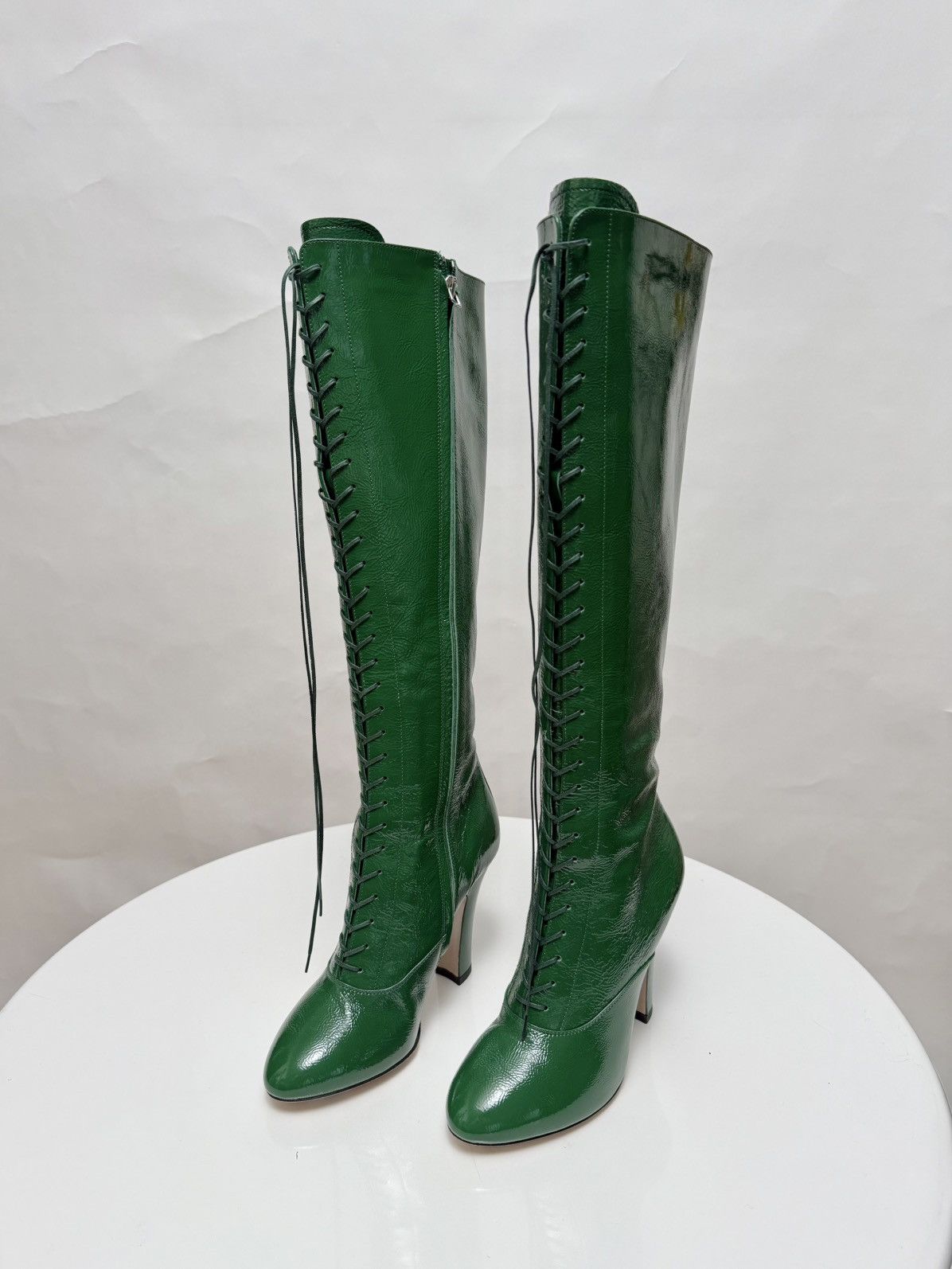 Miu Miu Patent Leather Knee High Boots I Size US 5 / IT 35 - 1 Thumbnail