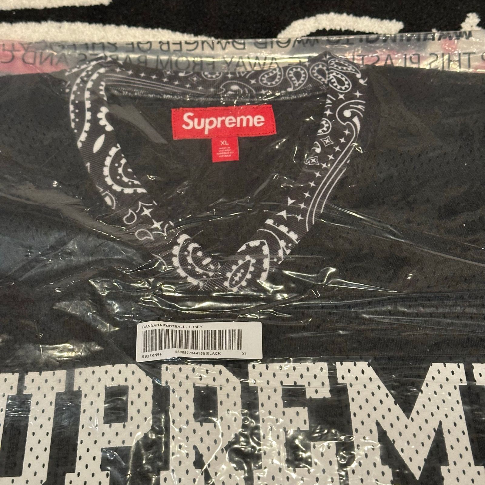 Supreme Bandana Football Jersey – Black – Size XL– Brand New