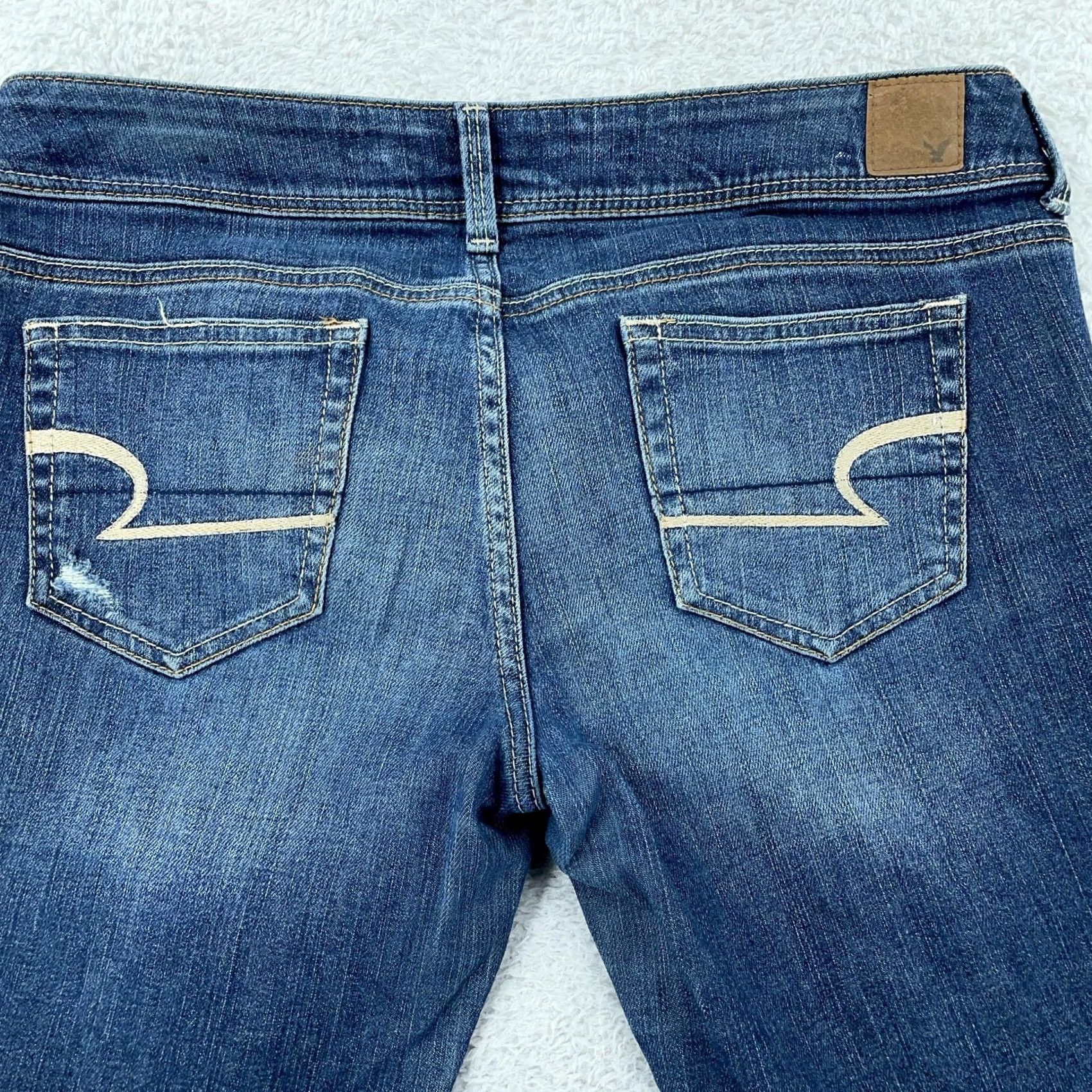 American Eagle Outfitters American Eagle Jeans Womens 10 Slim Distressed Bootcut Denim Blue 34x32 Stretch Cotton Spandex Size 32" / US 10 / IT 46 - 3 Thumbnail