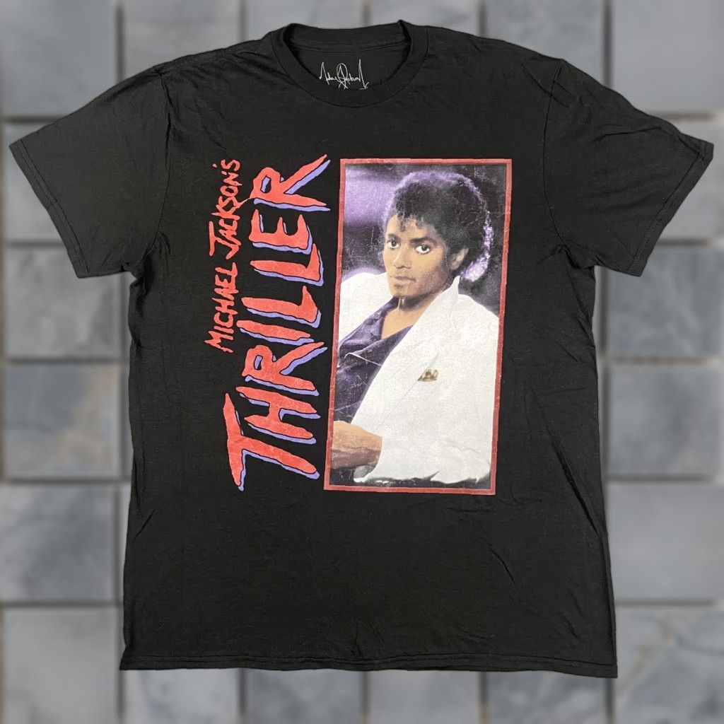 Vintage Michael Jackson Shirt Mens Medium Black Short Sleeve Thriller Graphic Logo Fade Shirt Size US M / EU 48-50 / 2 - 1 Thumbnail