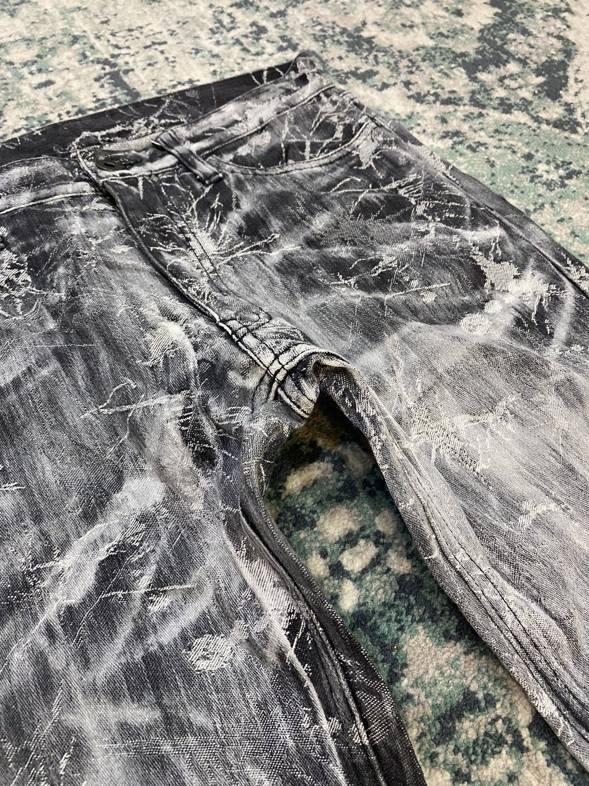 If Six Was Nine EDGE Rupert Spider Web Distressed Flare Denim Pant Size US 29 - 9 Thumbnail