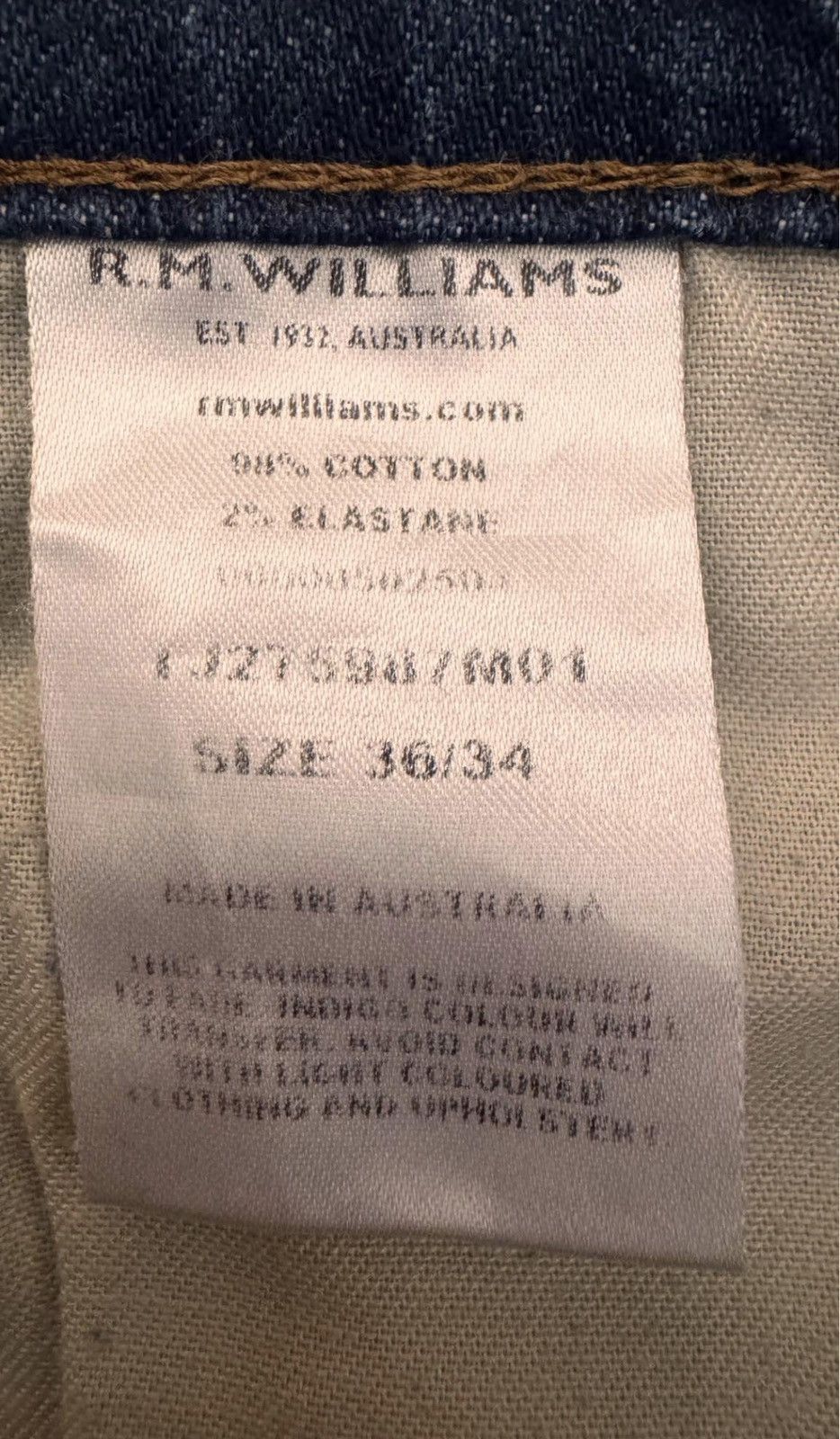 R.M. Williams R.M. Williams Premium Denim Jeans - Size 36W x 32L Size US 36 / EU 52 - 9 Thumbnail