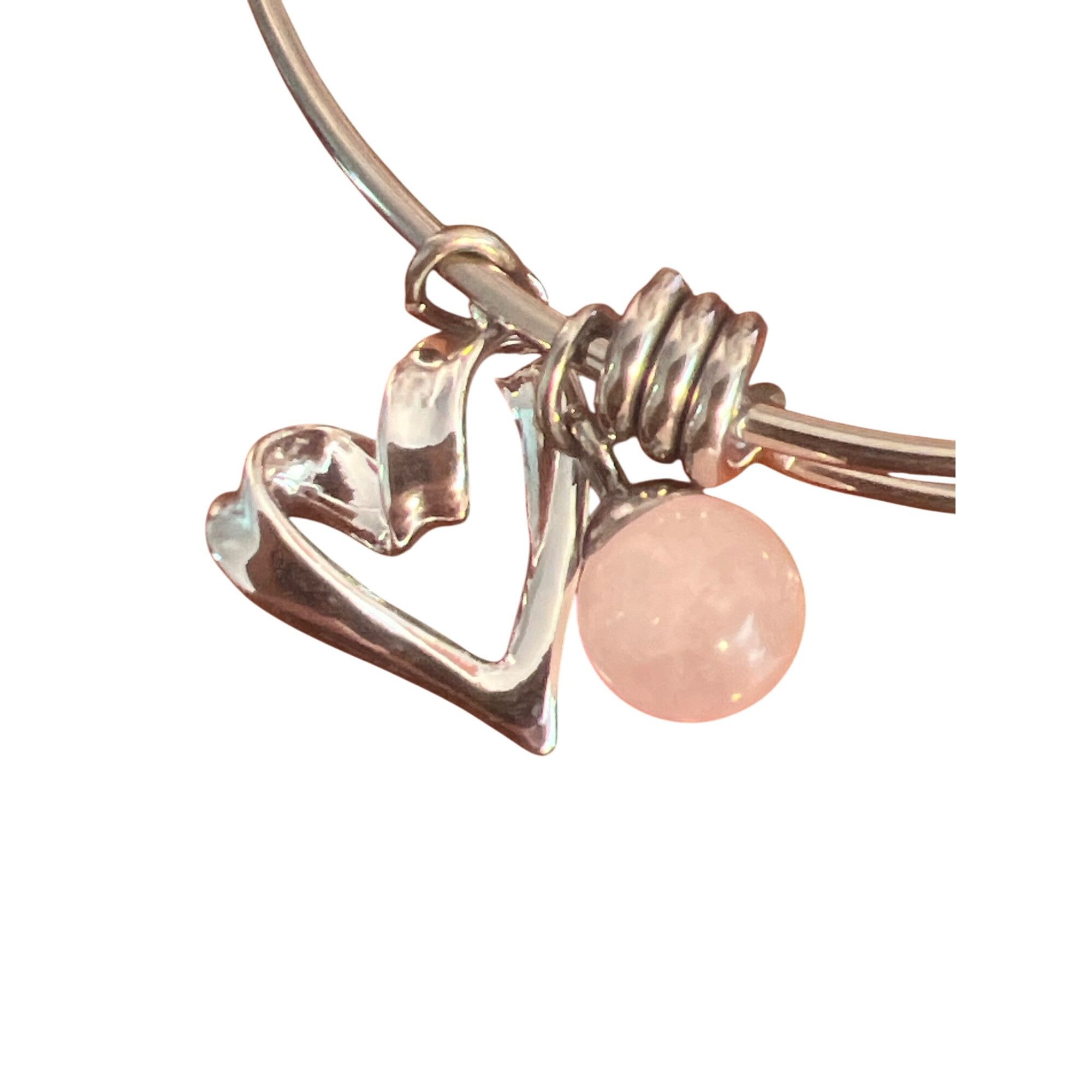 Other Unwritten Silver Tone Love Heart Charm Bangle Bracelet Rose Size ONE SIZE - 2 Thumbnail