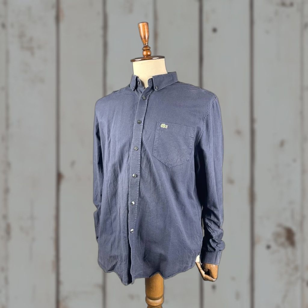 Lacoste Lacoste Mens Regular Fit Button-Down Shirt XL Cotton Blue Long Sleeve Size US XL / EU 56 / 4 - 1 Thumbnail