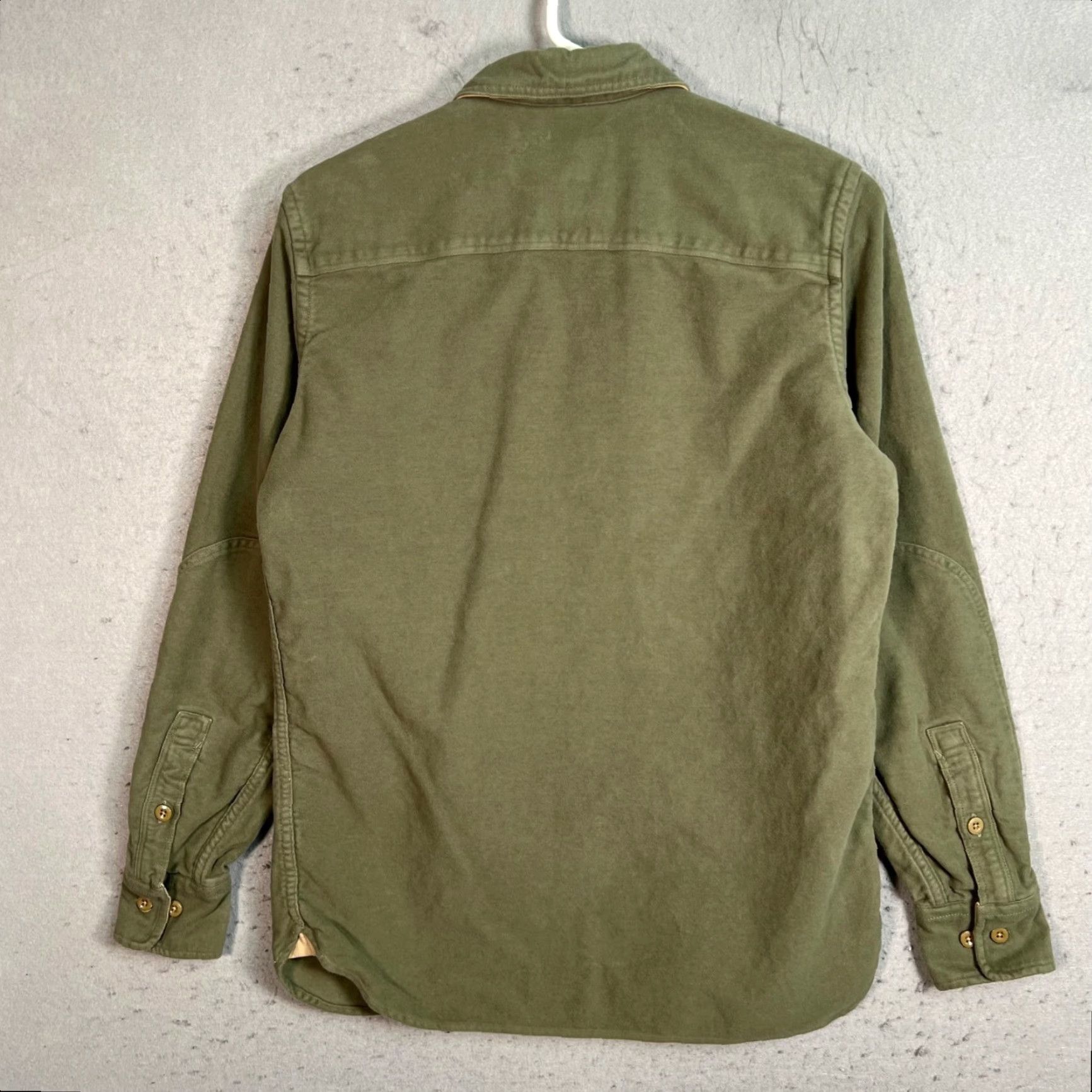 Olive VINTAGE British Moleskin Mens Size Small Olive Green Button-Down Shirt 100% Cotton Size US S / EU 44-46 / 1 - 2 Thumbnail