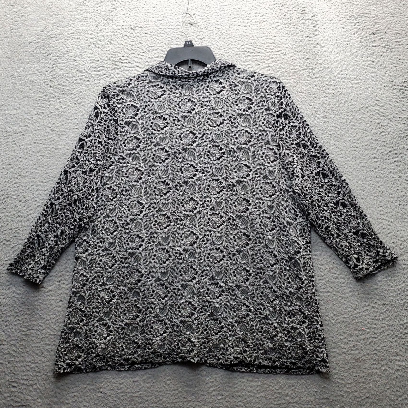 Avenue Avenue Shirt Womens 26/28 Multicolor Floral Lace Lined 3/4 Sleeve Button-Up Size 4XL / US 24-26 - 2 Thumbnail