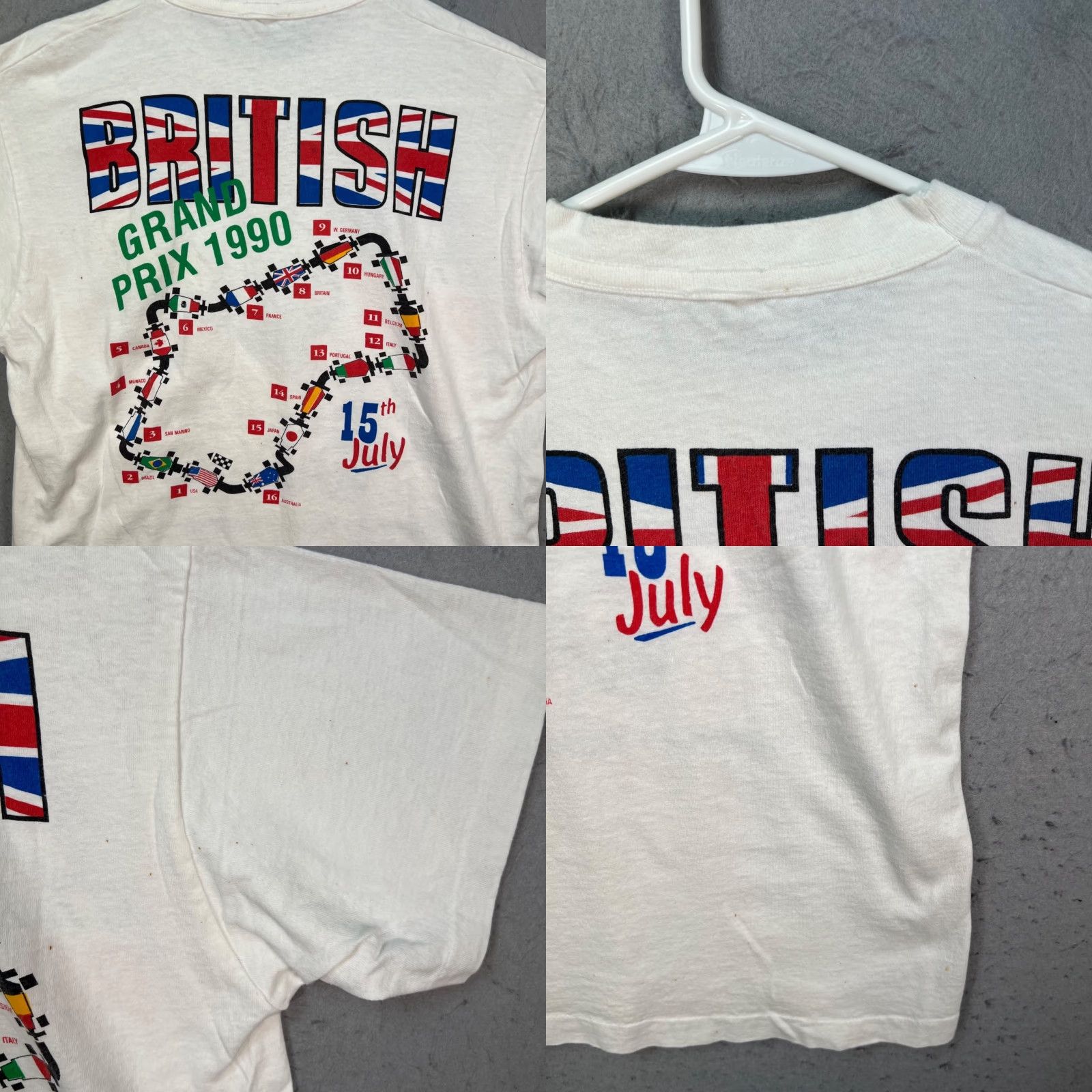 Vintage VTG 1990 British Grand Prix Ayrton Senna T-Shirt Formula 1 World Championship Shirt Mens L White Size US L / EU 52-54 / 3 - 10 Thumbnail
