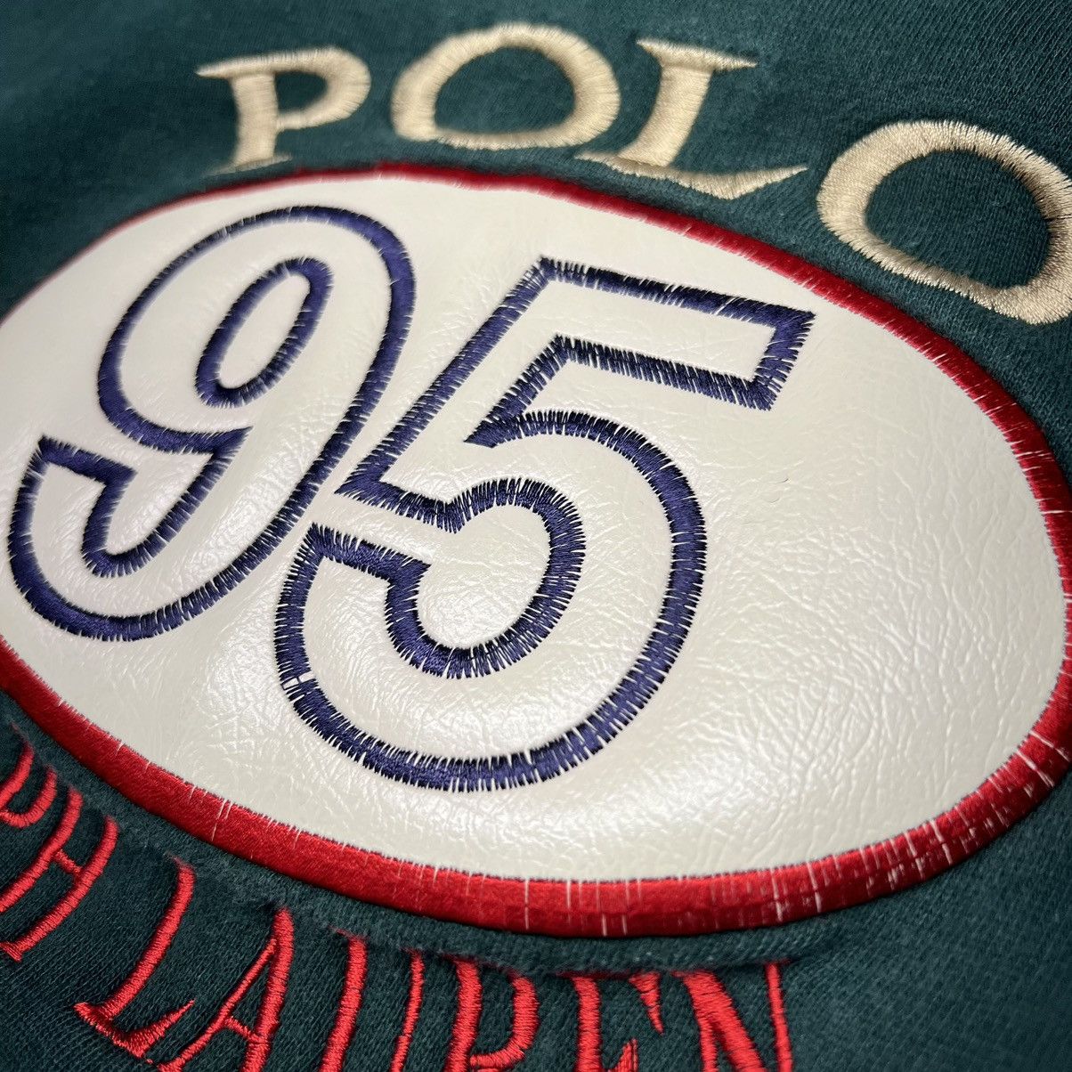 Polo Ralph Lauren × Vintage VTG Polo Ralph Lauren Crewneck Green Sweatshirt Patch USA Size US L / EU 52-54 / 3 - 4 Thumbnail