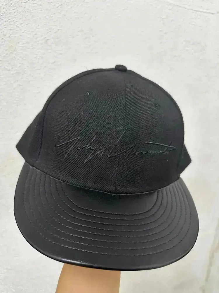 Yohji Yamamoto Sz 7.1/4 Leather Joint Logo Baseball Hat Size ONE SIZE - 3 Thumbnail