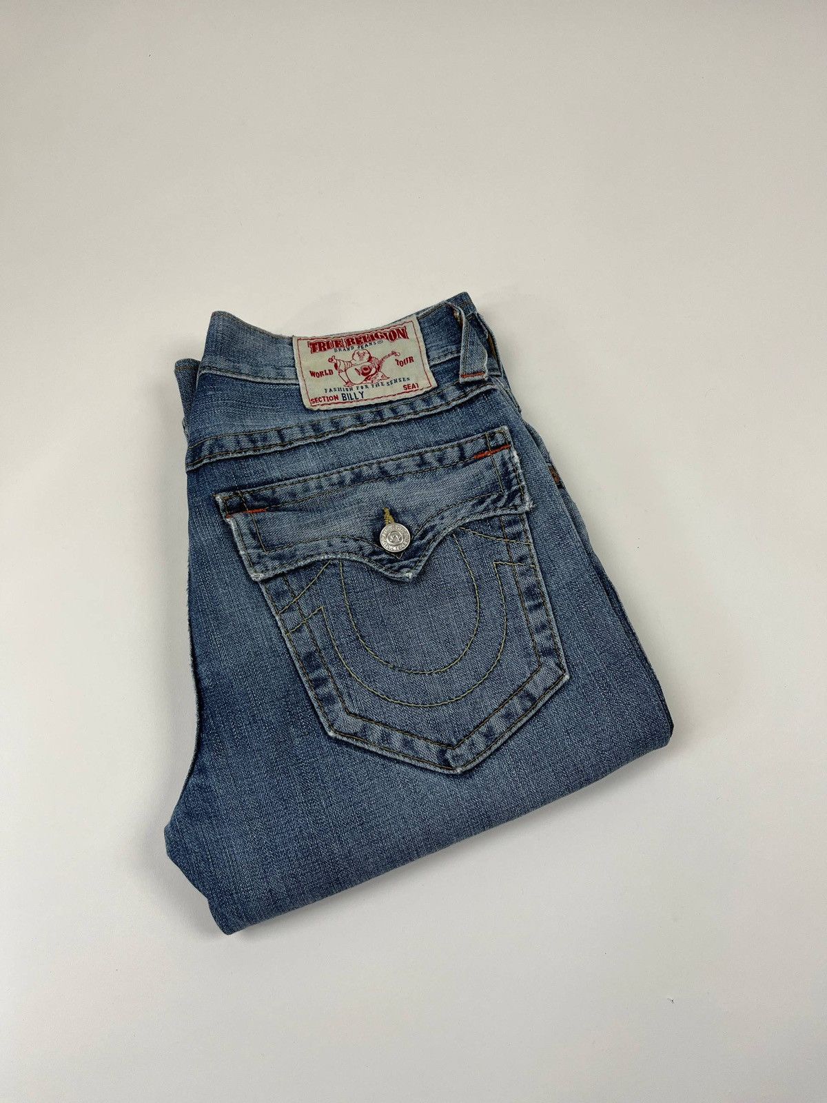 True Religion Billy Bootcut Jeans Made in USA 🇺🇸 Vintage Y2K BlueDenimFlare Size US 31 - 1 Thumbnail