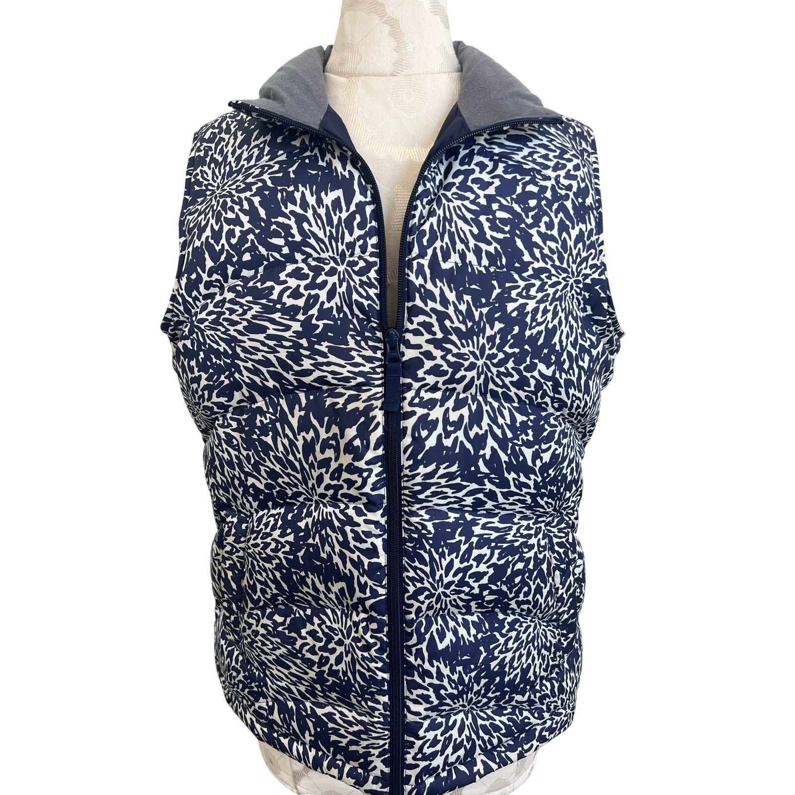 Lands' End Lands End Down Feather Floral Full Zip Puffer Vest Medium Size M / US 6-8 / IT 42-44 - 1 Thumbnail