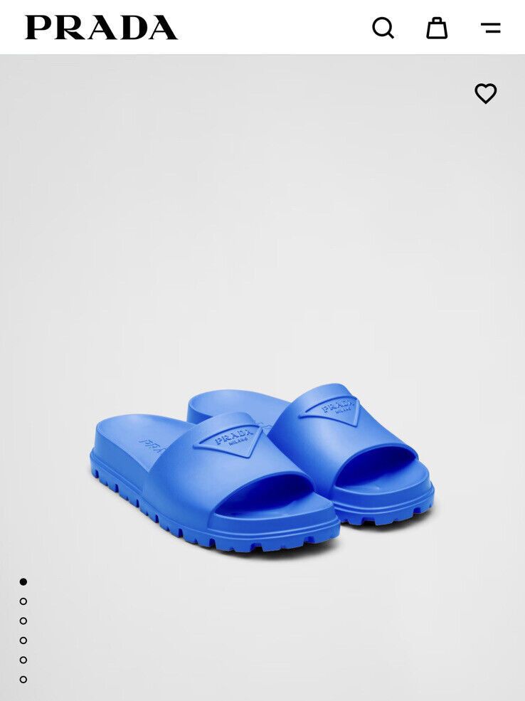 Prada triangle-logo rubber slides blue Size US 6 / IT 36 - 1 Preview