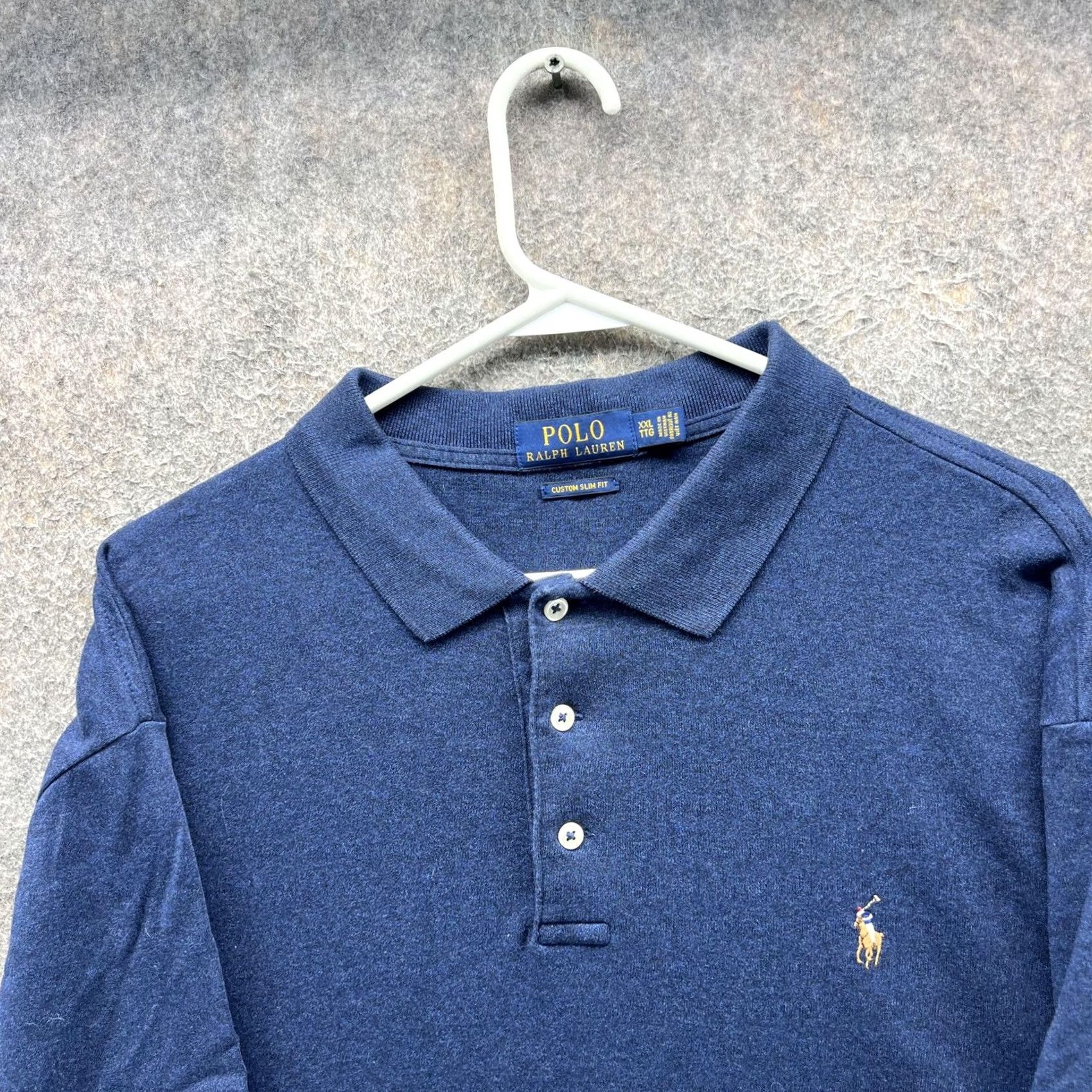 Polo Ralph Lauren Polo Ralph Lauren Polo Shirt Mens 2XL Blue Solid Pony Logo Slim Fit Shirt Size US XXL / EU 58 / 5 - 7 Thumbnail
