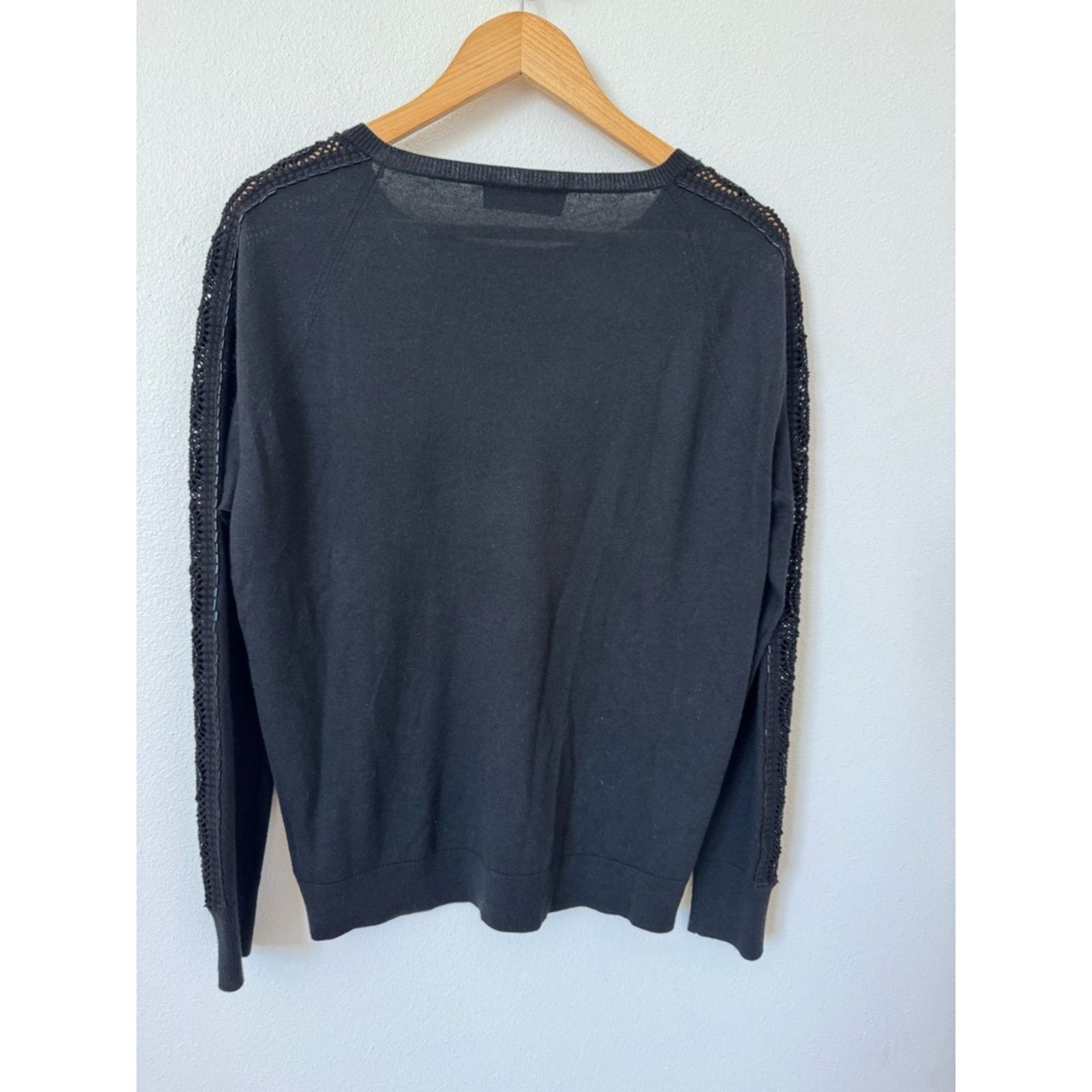 Magaschoni Magaschoni Black Knit Crewneck Silk Cashmere Beaded Sweater Size M / US 6-8 / IT 42-44 - 2 Thumbnail