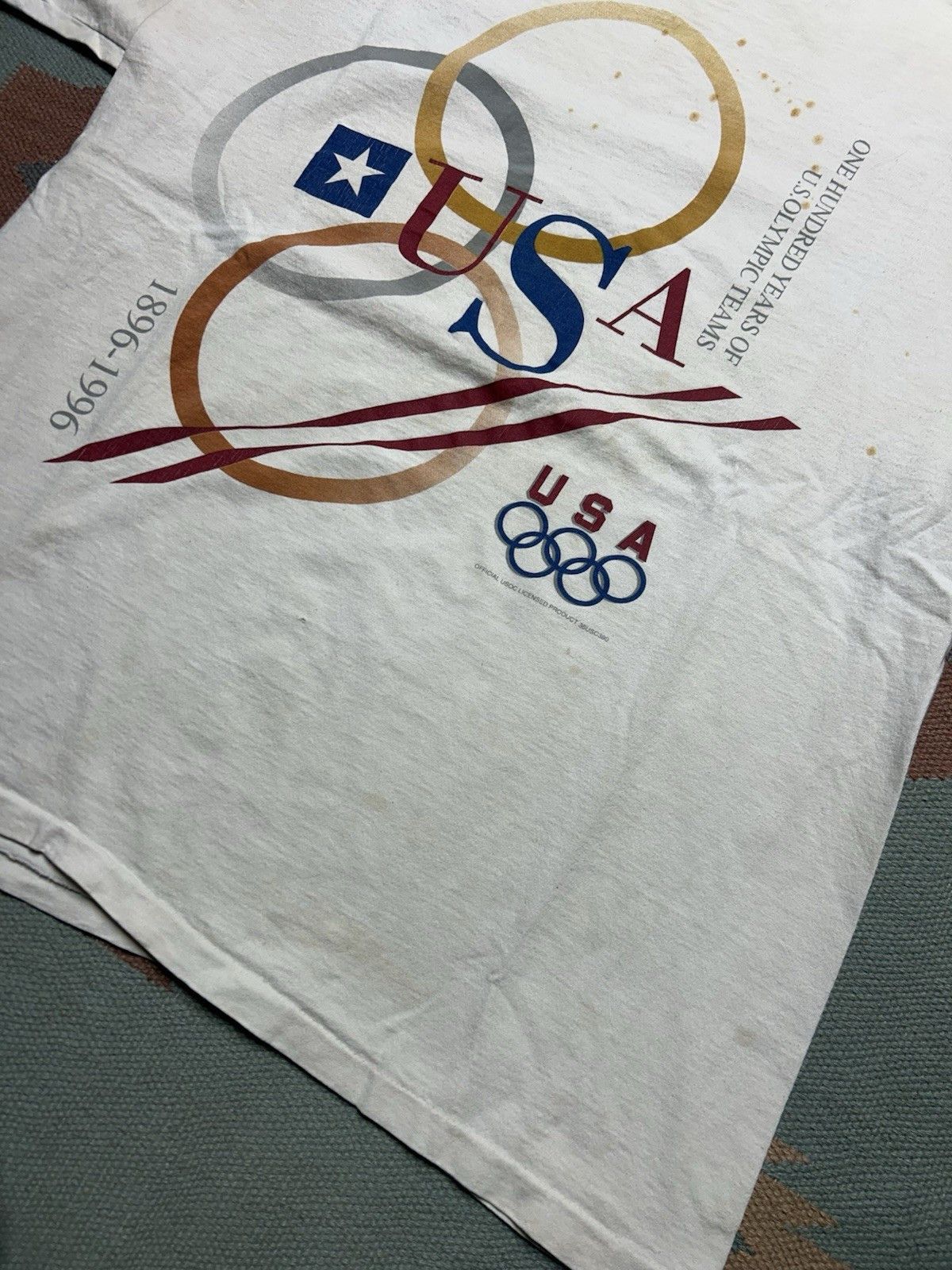 Vintage Vtg 90s t shirt USA Olympics 1996 100 years grunge Hanes XL Size US XL / EU 56 / 4 - 2 Thumbnail