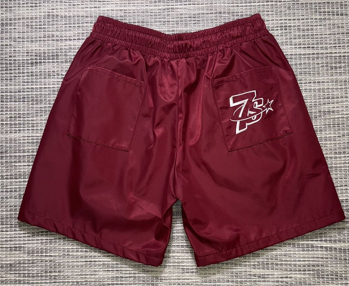 TRIPLE SEVENS Triple Sevens Red Nylon Button Up Shorts Size US 34 / EU 50 - 2 Thumbnail
