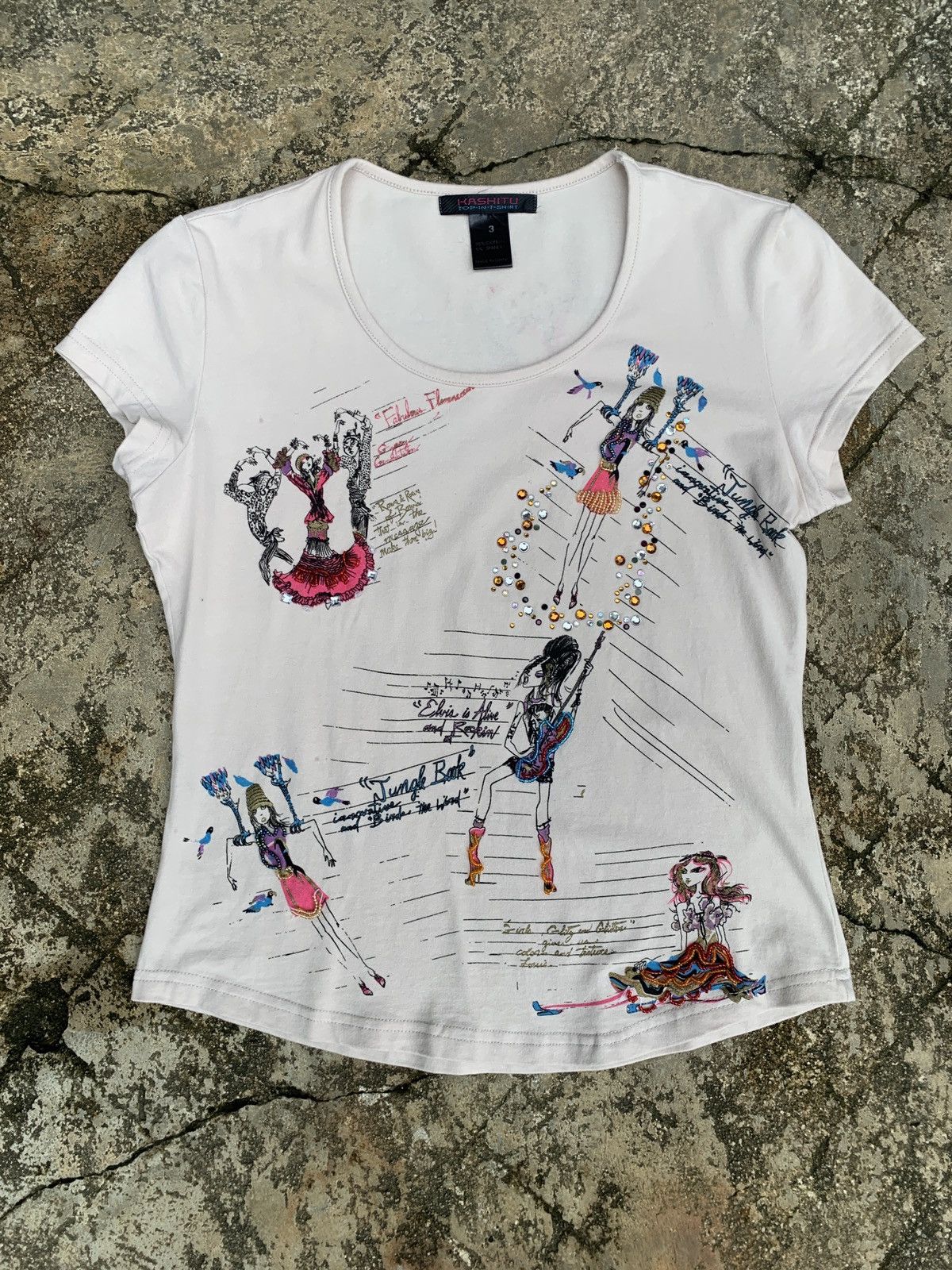 Japanese Brand y2k Kashitu Girl Behaviour Graphic Beady Top Size M / US 6-8 / IT 42-44 - 1 Thumbnail