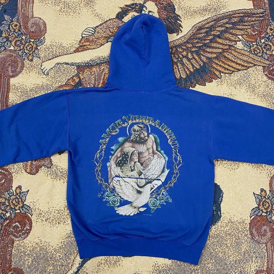 Vintage Vintage Y2K Jesus Hoodie (Misprint) Size US S / EU 44-46 / 1 - 1 Thumbnail