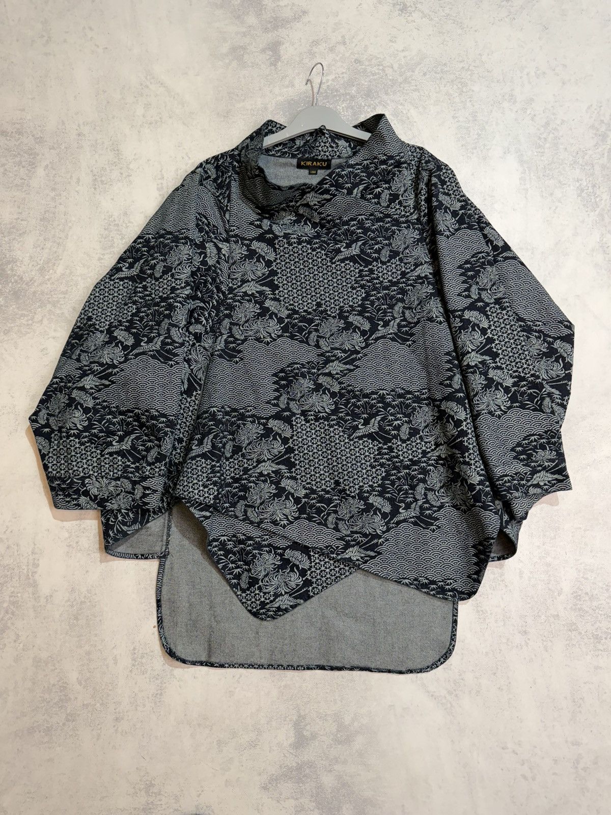 Japanese Brand KIRAKU Japanese Style Denim Kimono Jacket Noragi Indigo Blue Size L / US 10 / IT 46 - 1 Thumbnail