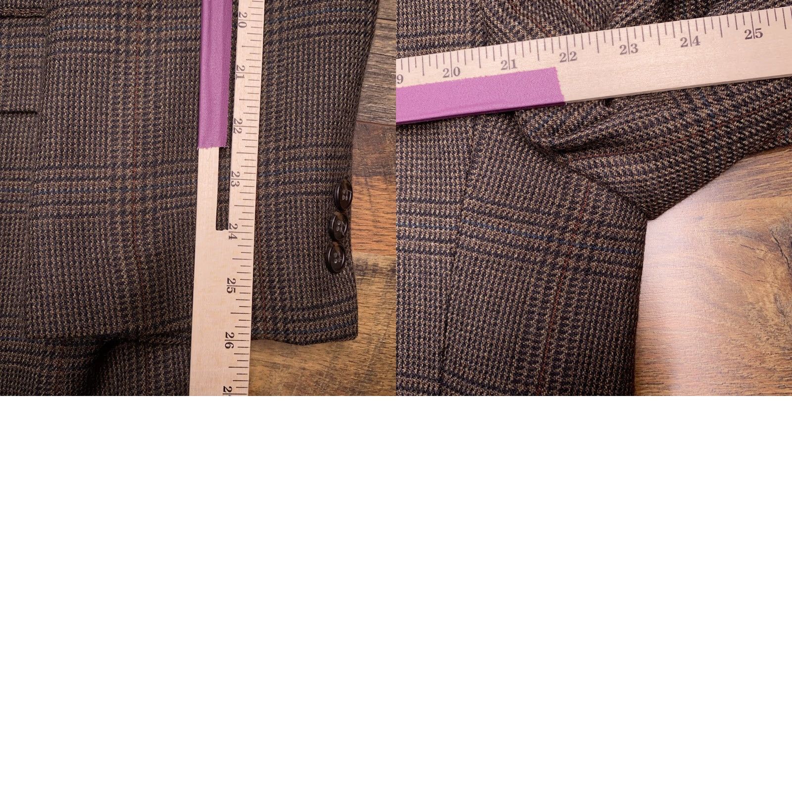 Vintage VINTAGE Bert Pulitzer Blazer Jacket Brown Plaid Wool 46 Long Single-Breasted Notch Lapel Men Regular Suit Coat Size 46R - 9 Thumbnail