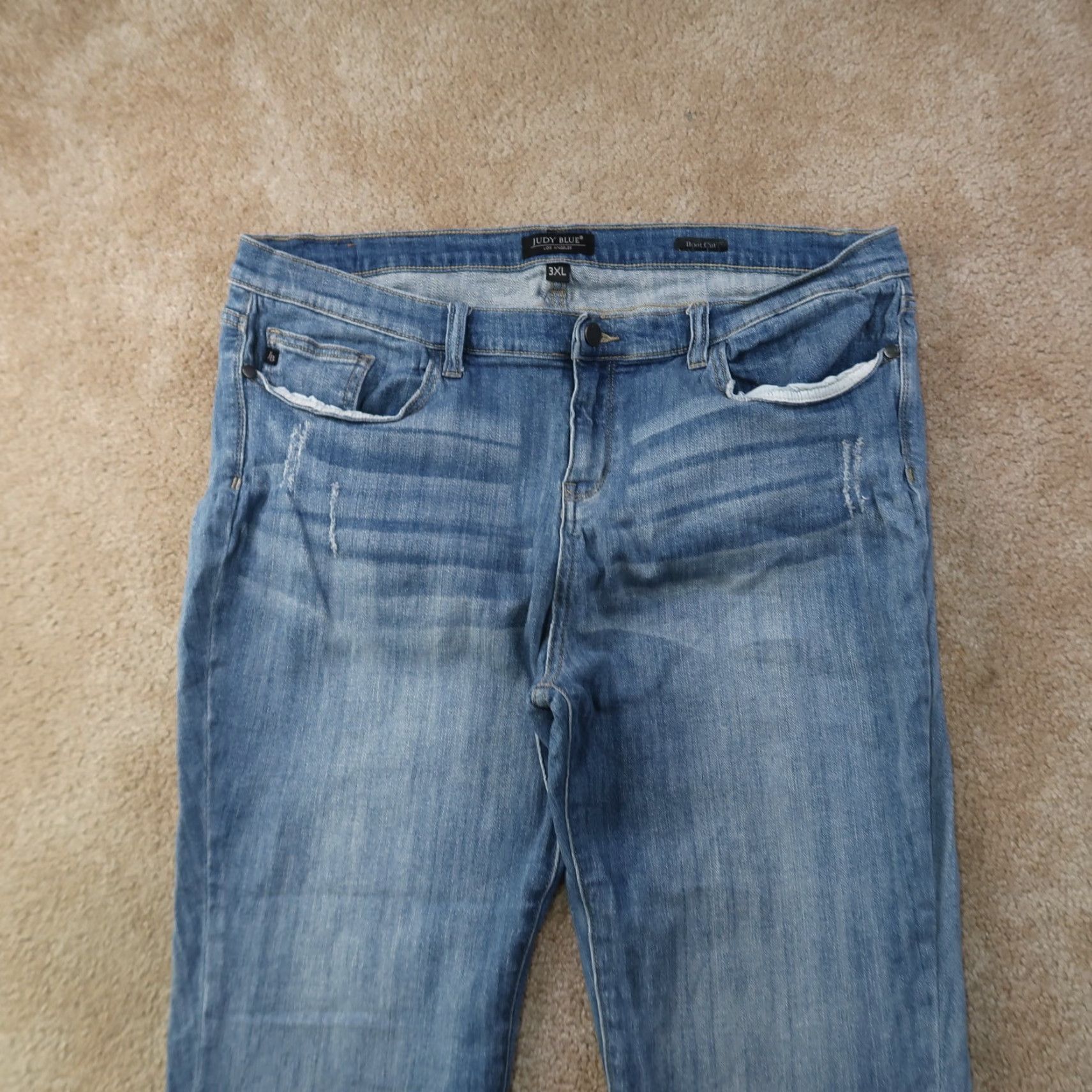 Vintage Judy Blue Jeans Women's 3XL High Rise Bootcut Denim Blue Stretch Regular 38x32 Modern Classic 5-Pocket Zip Button Jeans Size 40" / US 18 - 2 Thumbnail