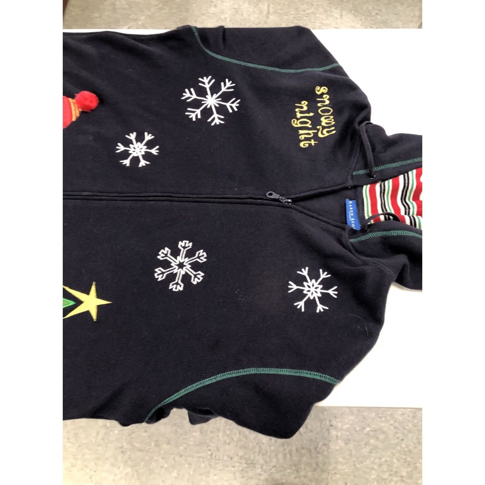 Vintage VINTAGE Karen Scott Christmas Tree Snowman Zip Up Sweater Hoodie XL Blue Women Regular Size Full Zip Holiday Christmas Holiday Size XL / US 12-14 / IT 48-50 - 4 Thumbnail