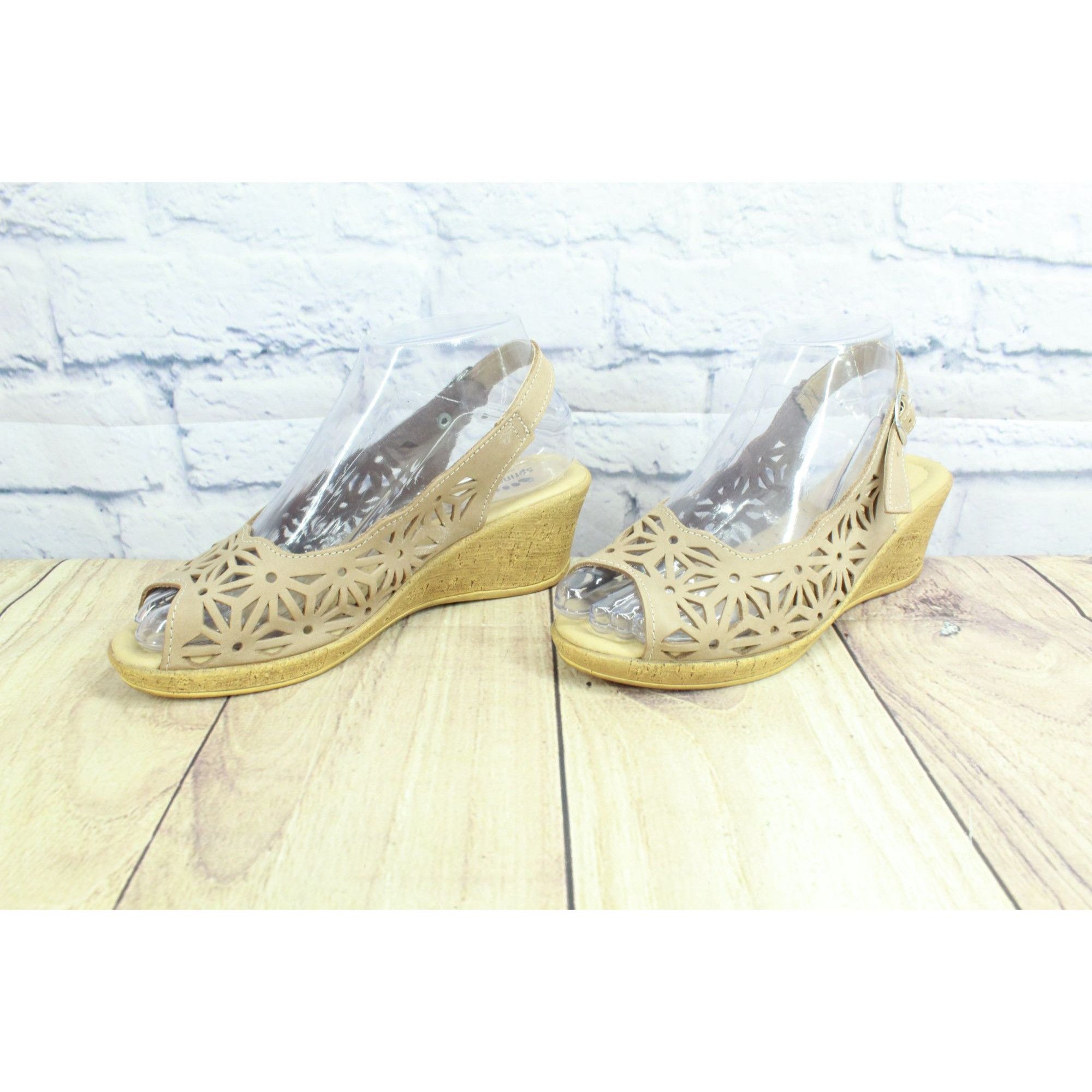 Leather Spring Step Abigail Women's Slingback Wedge Sandals 37 US 7 Size US 7 / IT 37 - 2 Thumbnail