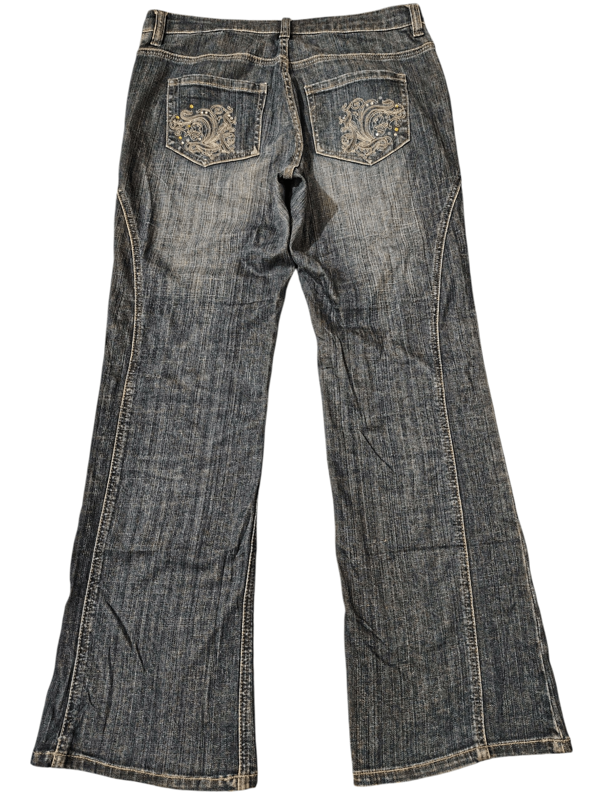 Who Decides War Japan Stylish Jeans Gold Bead Embroidered Flared jeans Twist Size US 32 / EU 48 - 18 Thumbnail