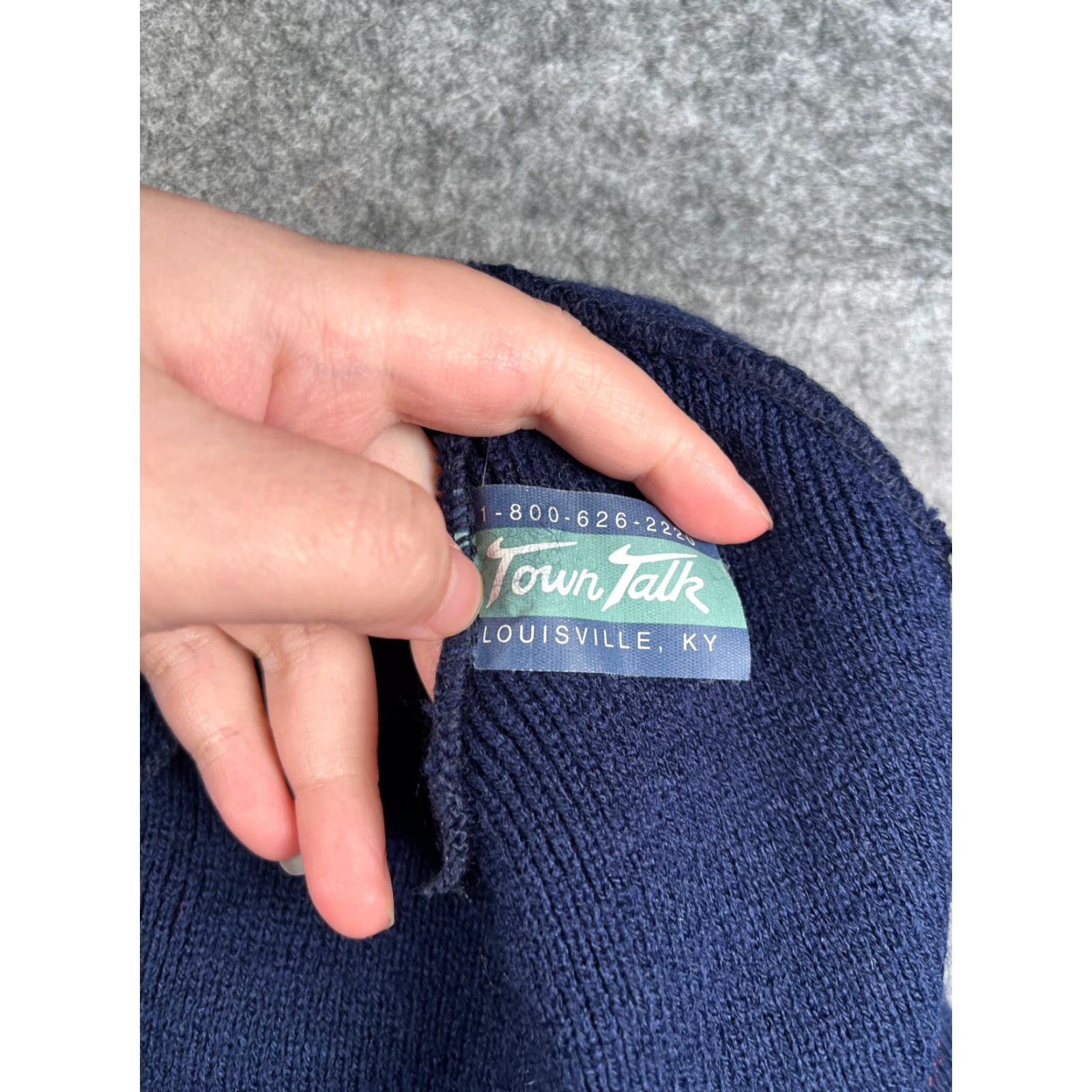 Vintage Town Talk Beanie Hat Adult One Size Blue Knit 100% Acrylic Christmas Southgate Golf Course Style Ski Logo Mens Size ONE SIZE - 7 Thumbnail