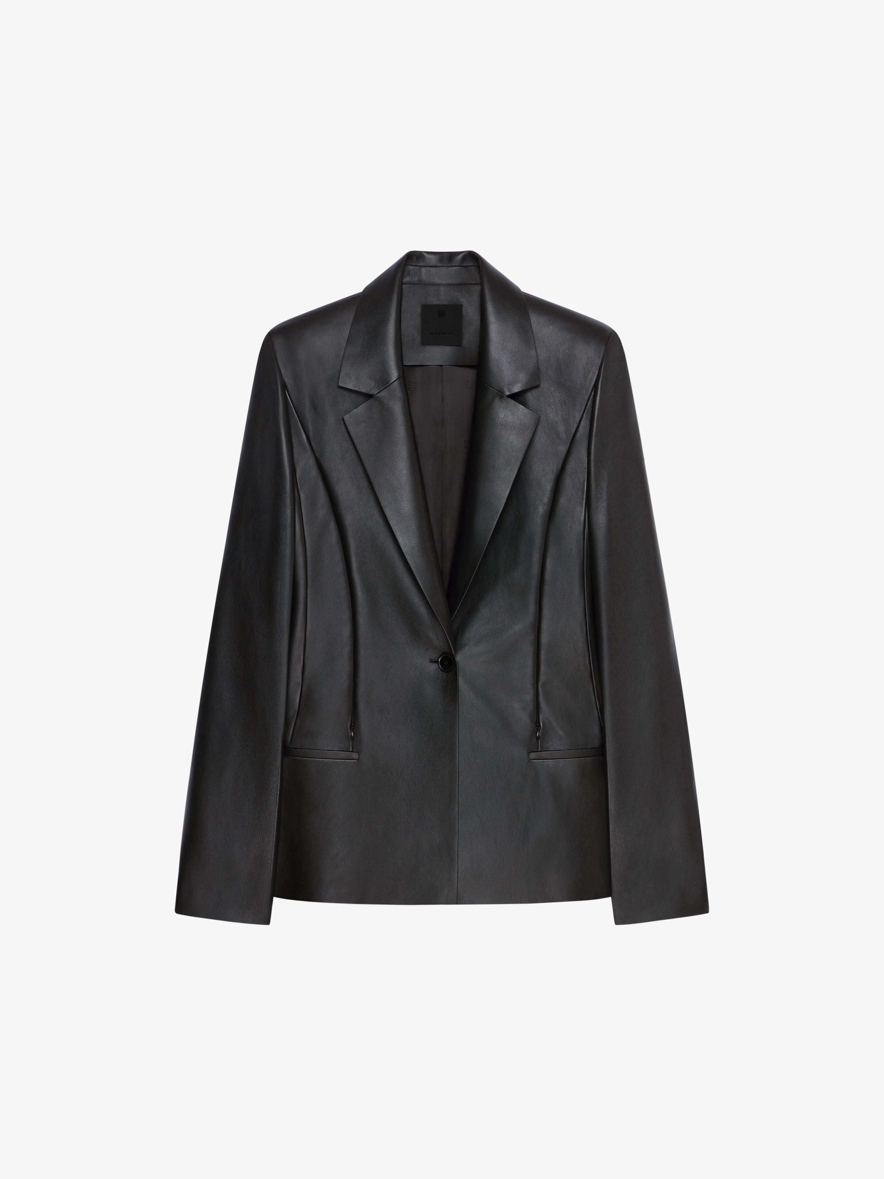 o1w1db10325 Leather Jacket W Front Zip in Black