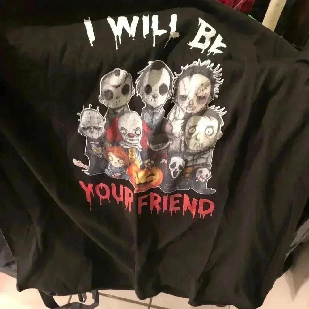 Designer Spooky 'I Will Be Your Friend' Graphic Tee - Horror Size US XL / EU 56 / 4 - 2 Thumbnail
