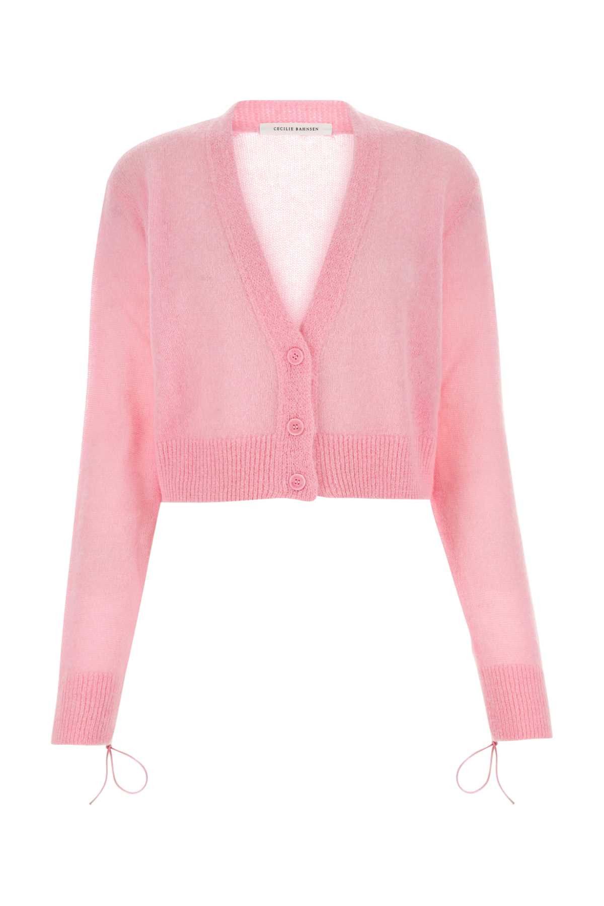 image of Cecilie Bahnsen Pink Alpaca Blend Cardigan, Women's (Size Small)