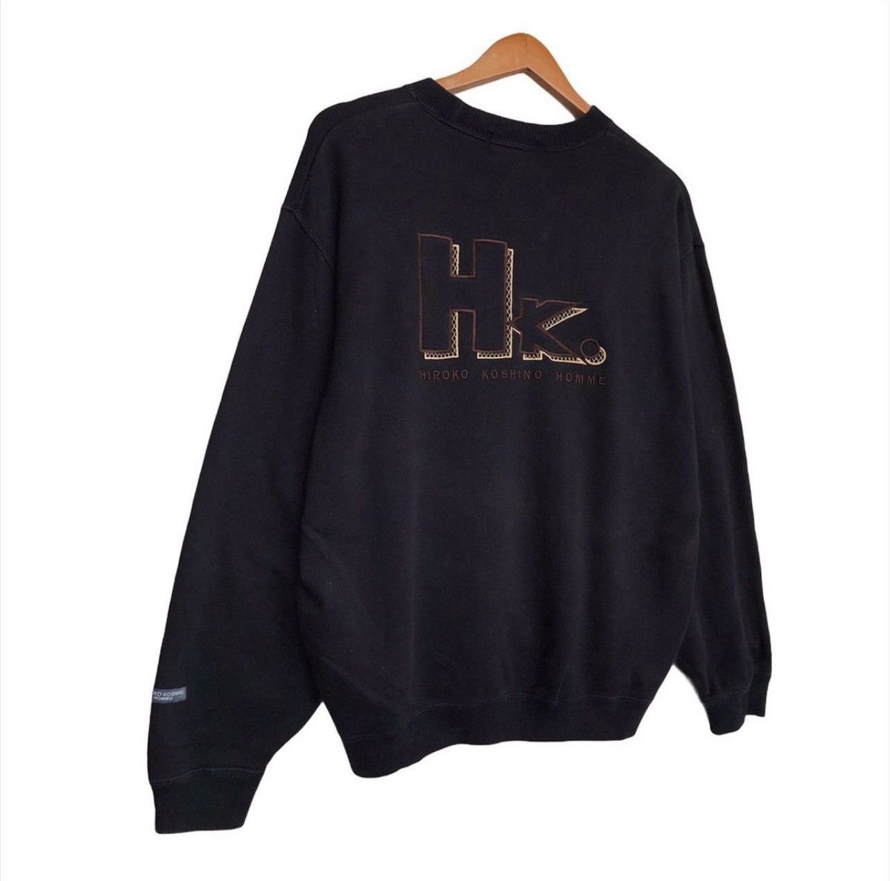 Hiroko Koshino Homme Hiroko Koshino Japanese Brand Spellout Black Sweatshirt Size US M / EU 48-50 / 2 - 2 Thumbnail