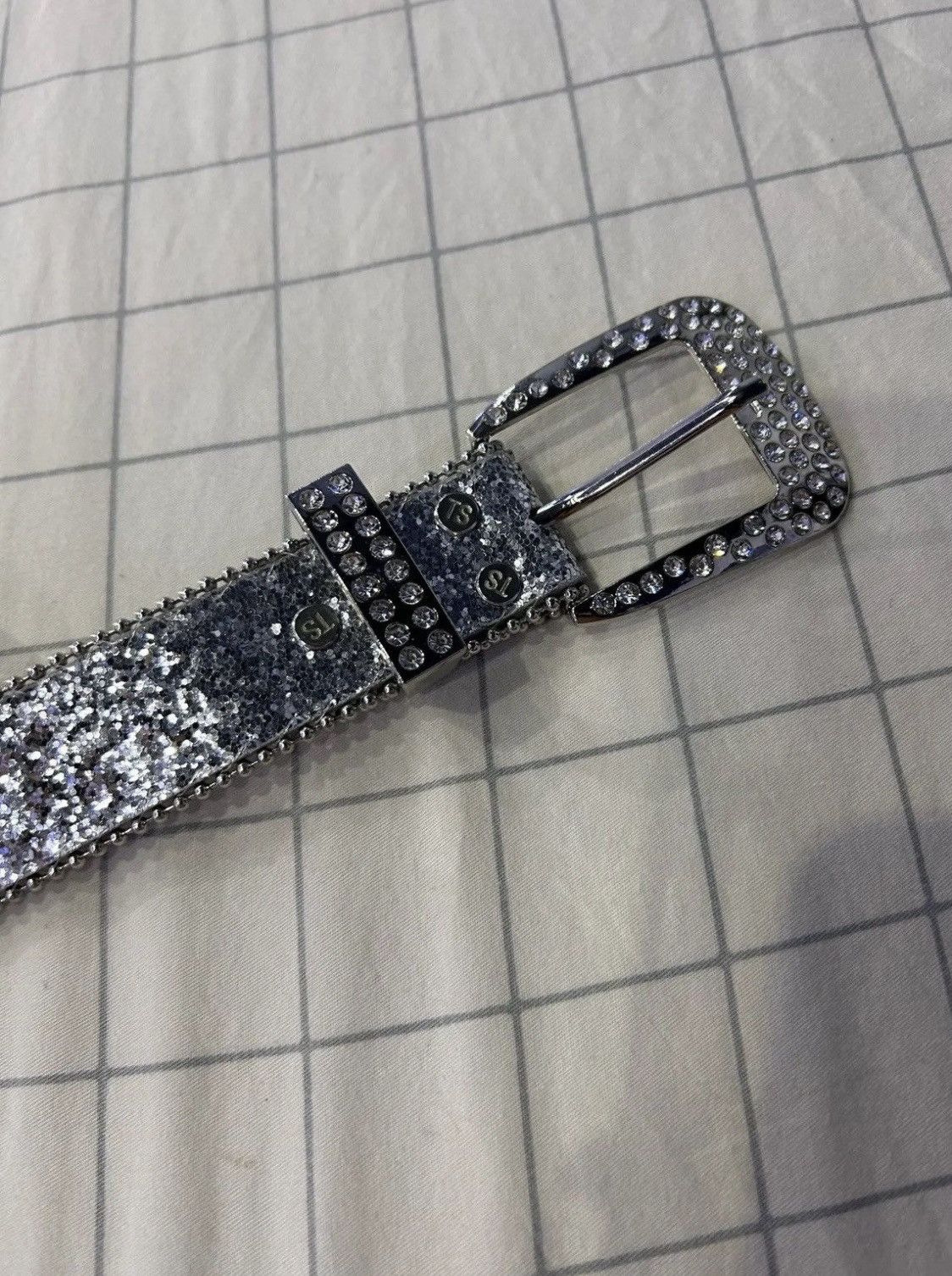 Leather Gorgeous Rhinestone Studded PU Leather Belt Size ONE SIZE - 3 Thumbnail