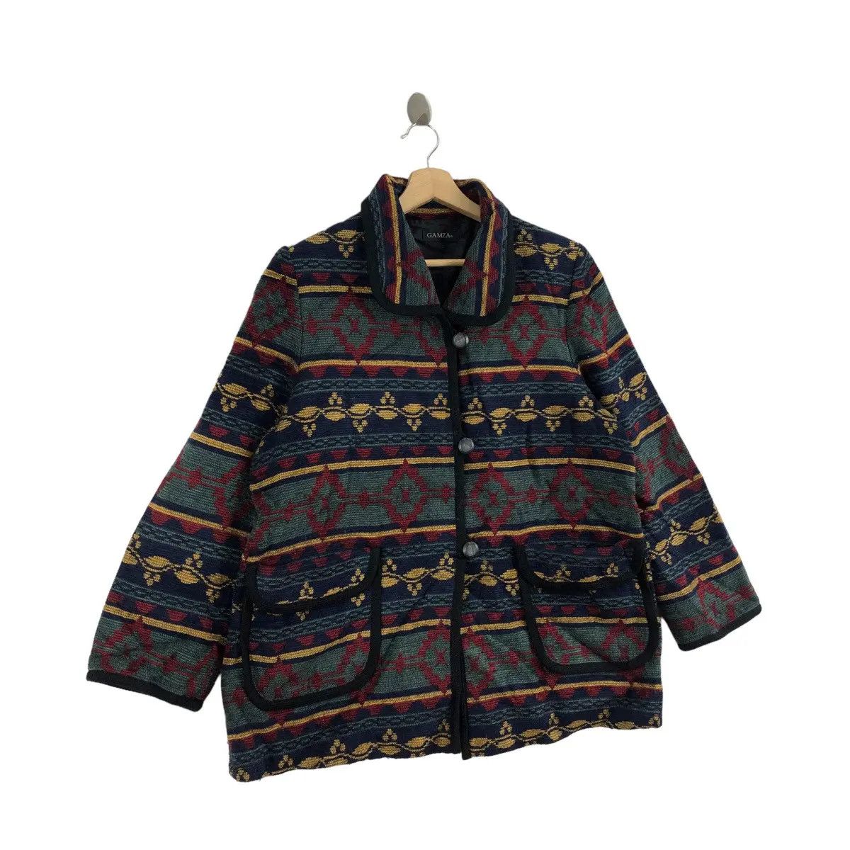 Vintage Vtg GAMZA JAPAN Harajuku Aztec Navajo AOP Jacket Coat Size XL / US 12-14 / IT 48-50 - 2 Thumbnail
