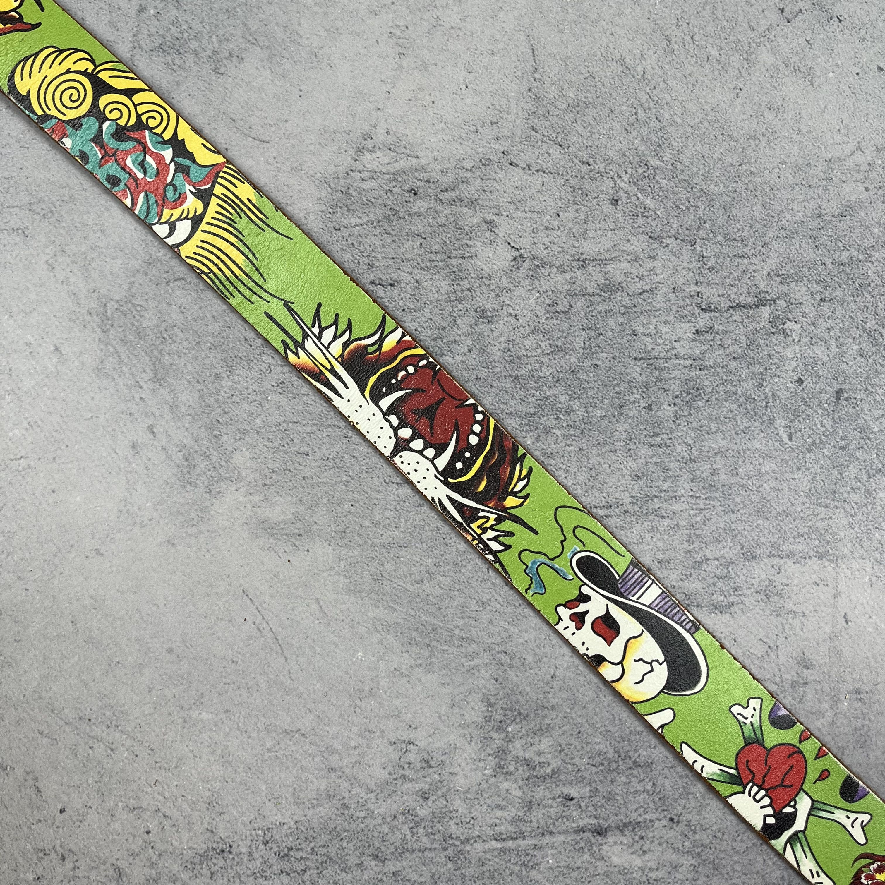 Ed Hardy Vintage Ed Hardy Y2K Skulls Tattoo Leather Belt 2000’s Size ONE SIZE - 3 Thumbnail