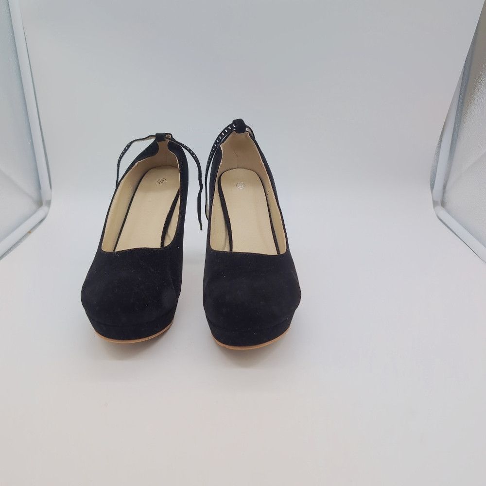 Designer Elegant Black Women's Heels with Bow Accents Velvet Sz 10 Size US 10 / IT 40 - 3 Thumbnail