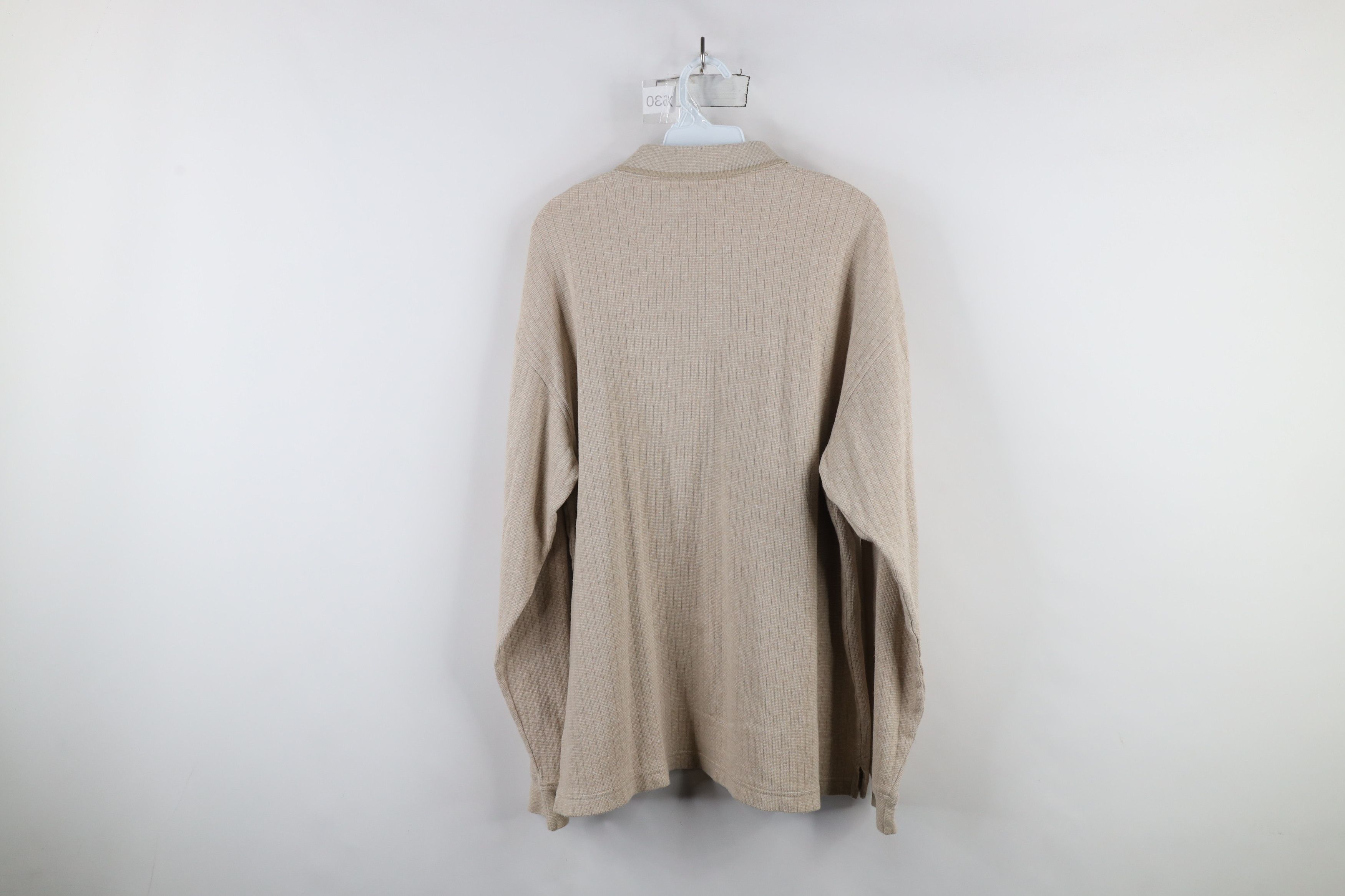 Vintage Vintage 90s Streetwear Long Sleeve Polo Shirt Oatmeal Brown Size US L / EU 52-54 / 3 - 10 Thumbnail