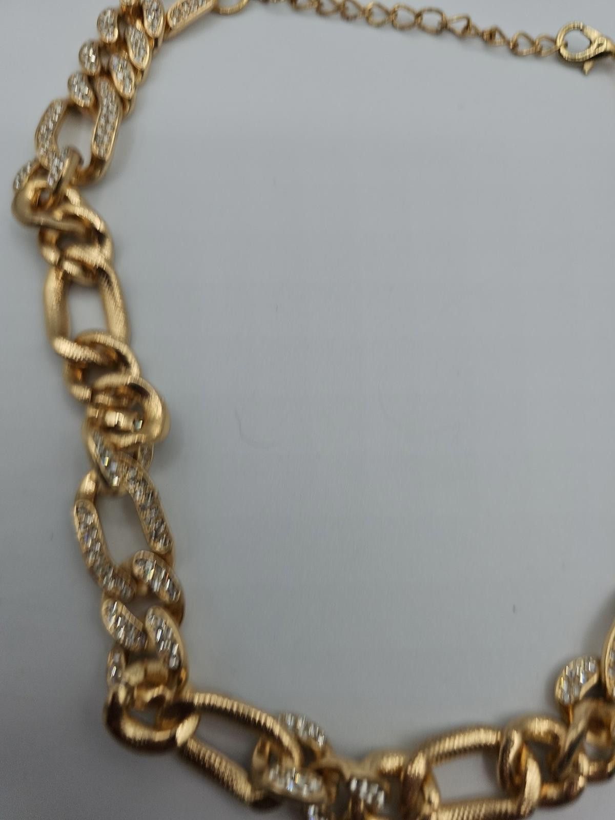 The Unbranded Brand Textured chain necklace with clear rhinestone inlay pave 16" Size ONE SIZE - 9 Thumbnail