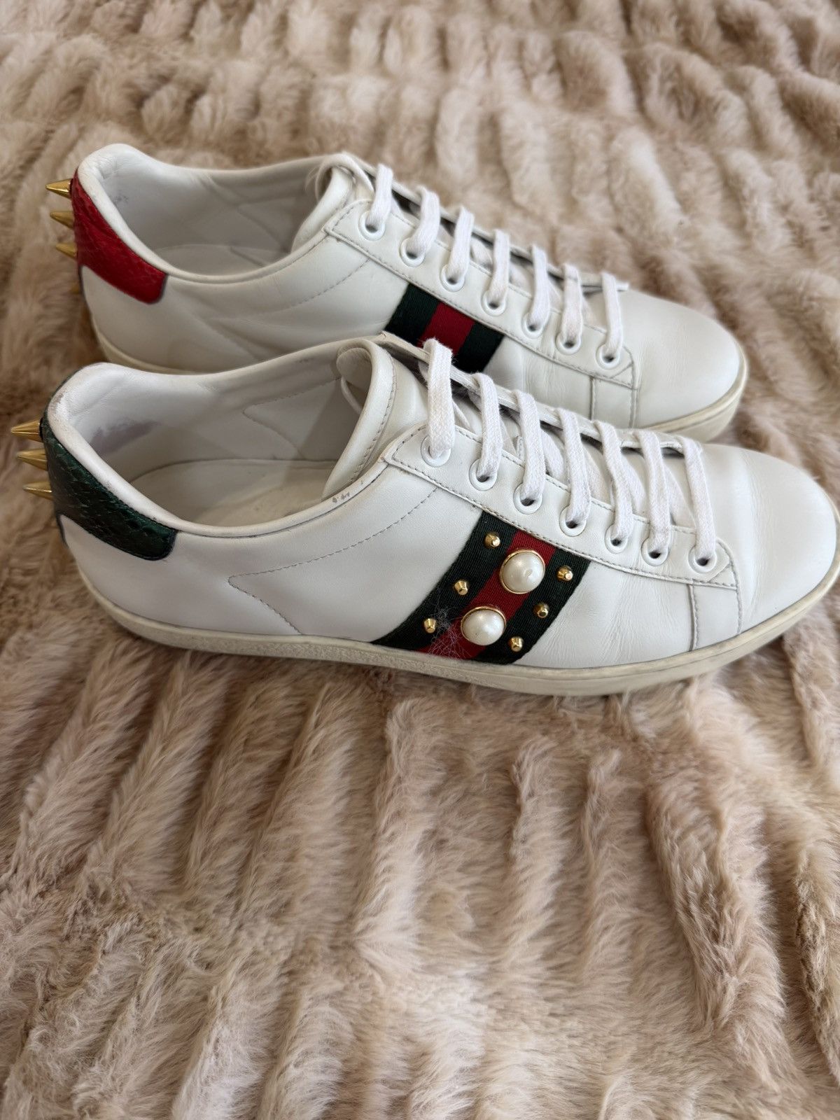 Gucci Gucci Ace Embellished Leather Size US 7.5 / IT 37.5 - 1 Thumbnail