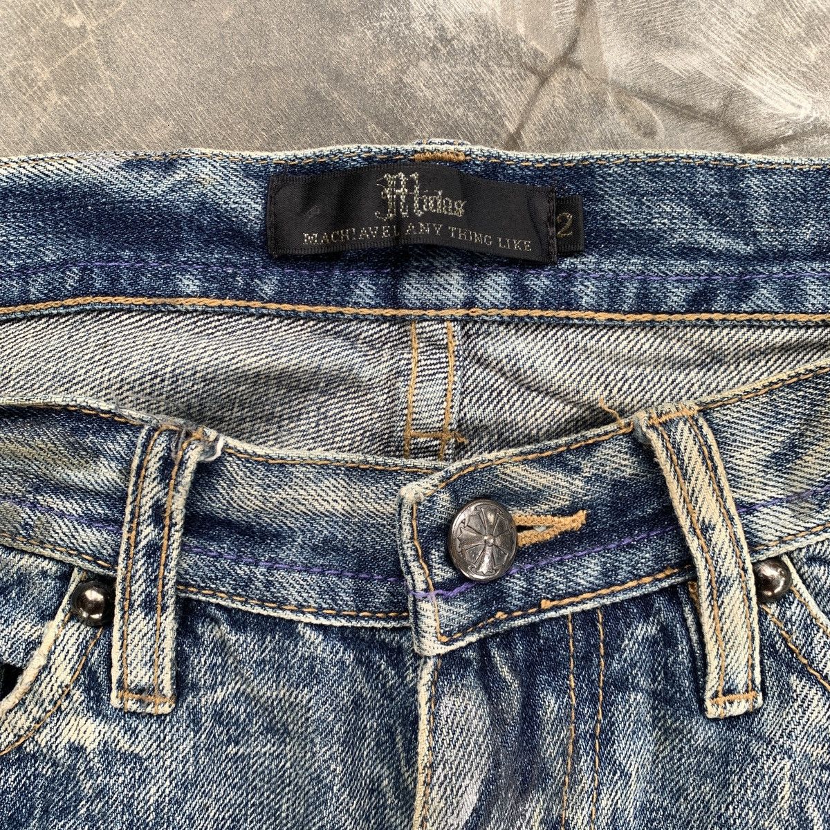 Le Grande Bleu (L.G.B.) Crazy Midas Glitter Paint Splatter ifsix LGB Flared Jeans Size US 31 - 7 Thumbnail