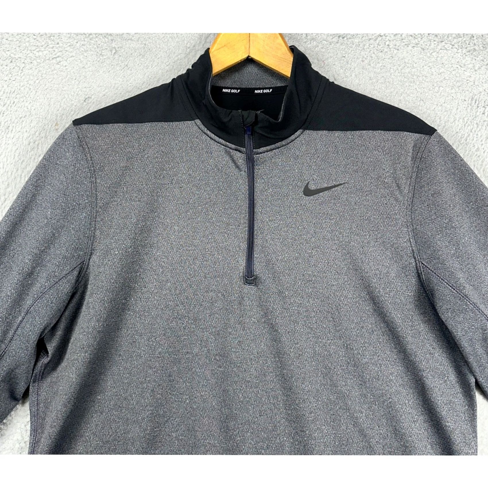 Nike Nike Dri-FIT Mens Pullover Shirt 1/4 Zip Colorblock Grey Black Long Sleeve Mock Neck Athletic Sport Casual Shirt Size US M / EU 48-50 / 2 - 2 Thumbnail